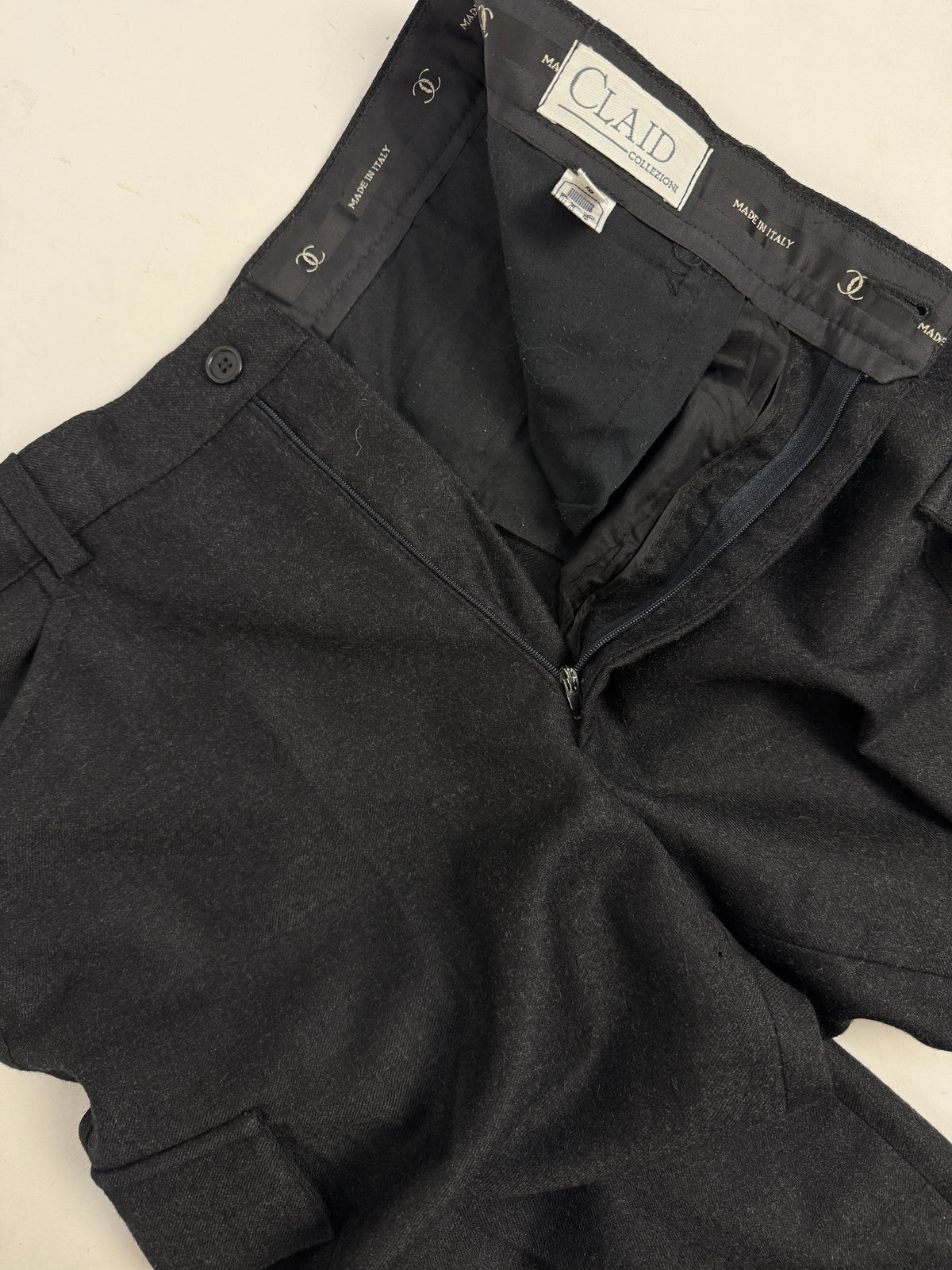 Pantaloni Cargo in Lana Grigio Antracite - Taglia 48