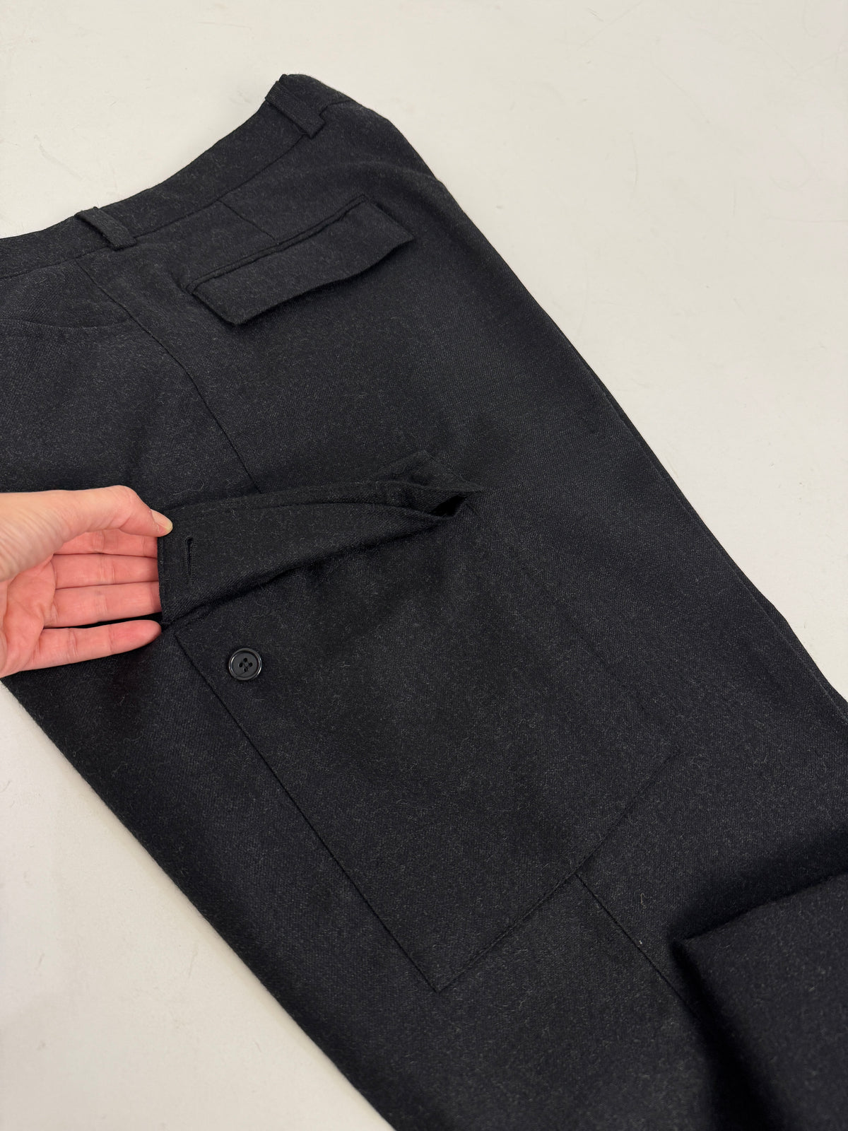 Pantaloni Cargo in Lana Grigio Antracite - Taglia 48