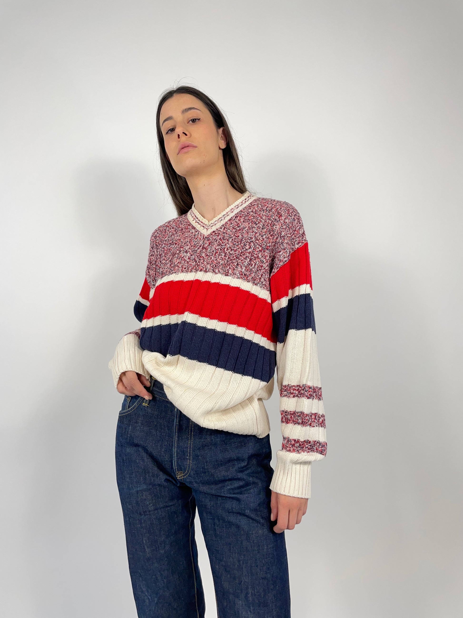 maglione-in-cotone-anni-80-blu-bianco-e-rosso