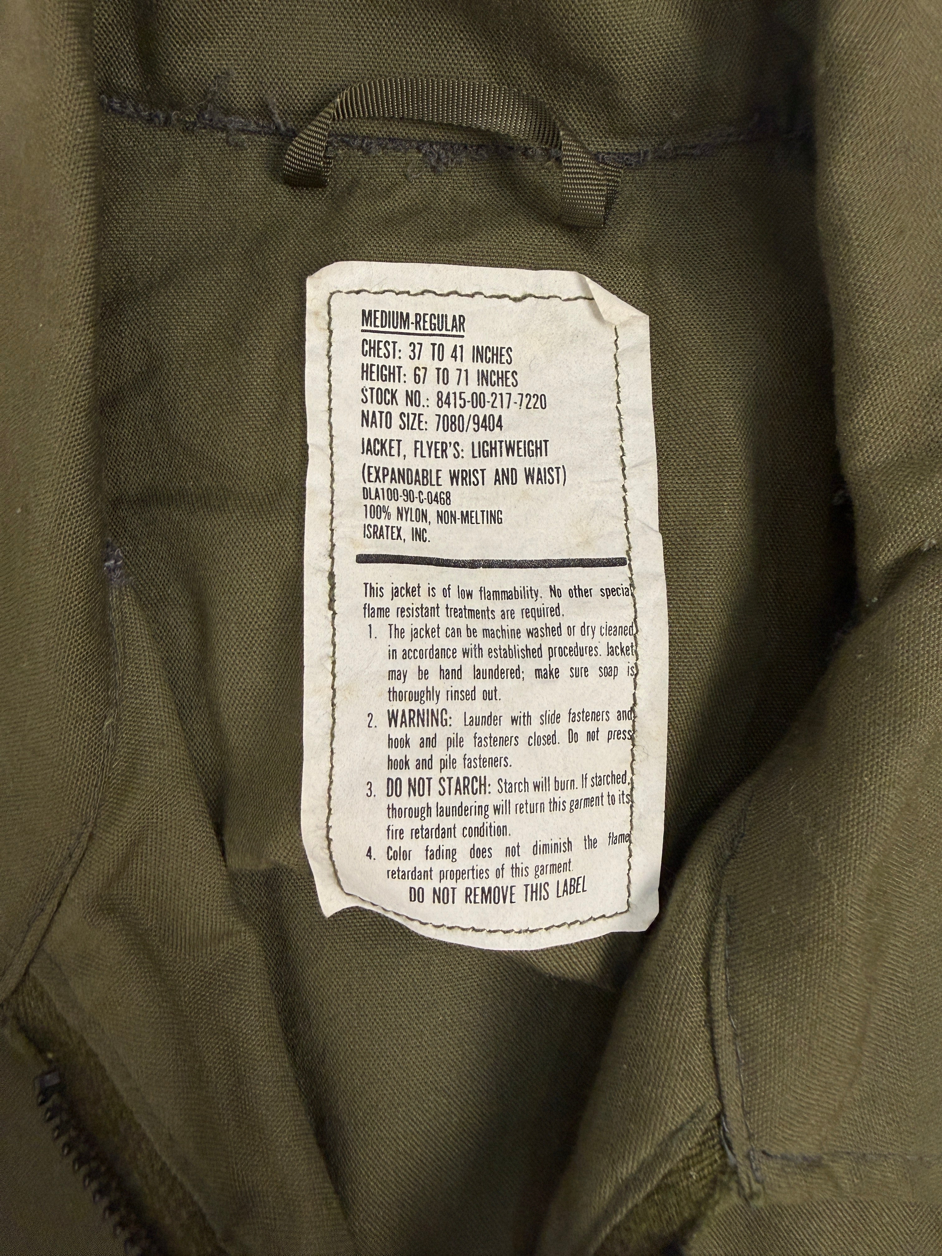 Giacca da Volo Militare US Army CWU-36/P Nylon Verde Oliva - Taglia M