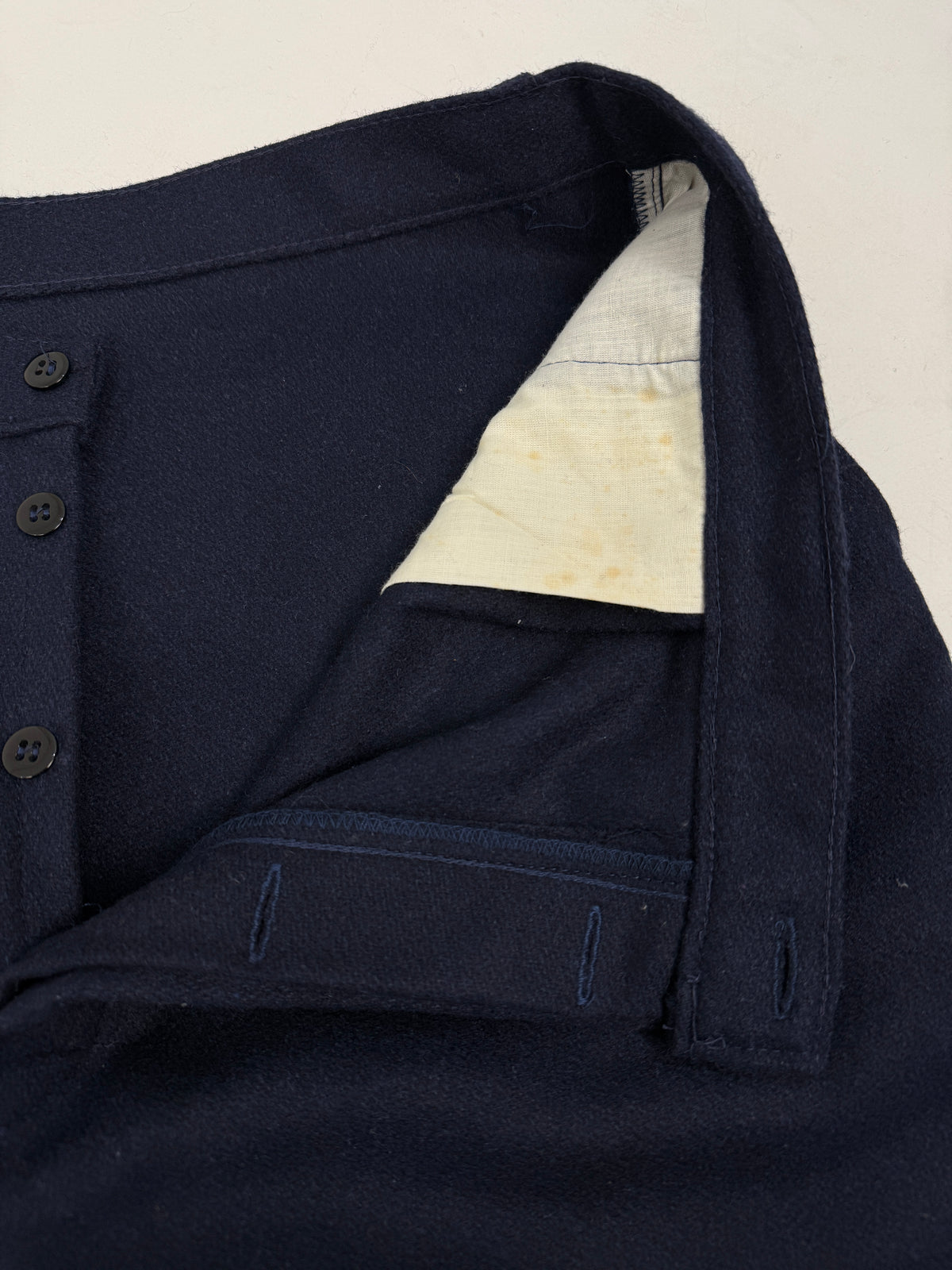 Pantaloni Vintage Workwear Blu Navy con Bottoni - Taglia 54