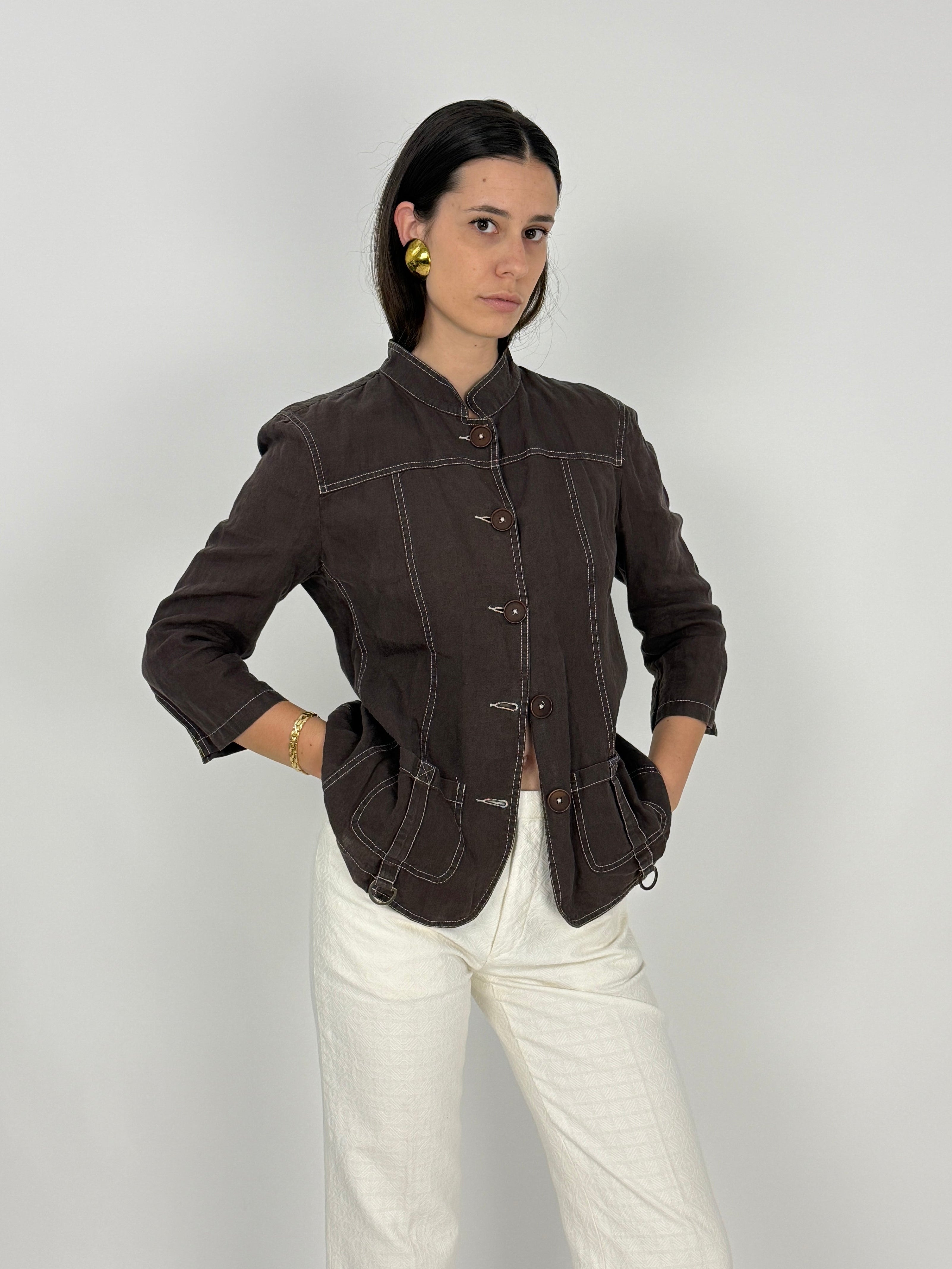 Casacca Vintage Max&Co. Puro Lino Marrone - Taglia M