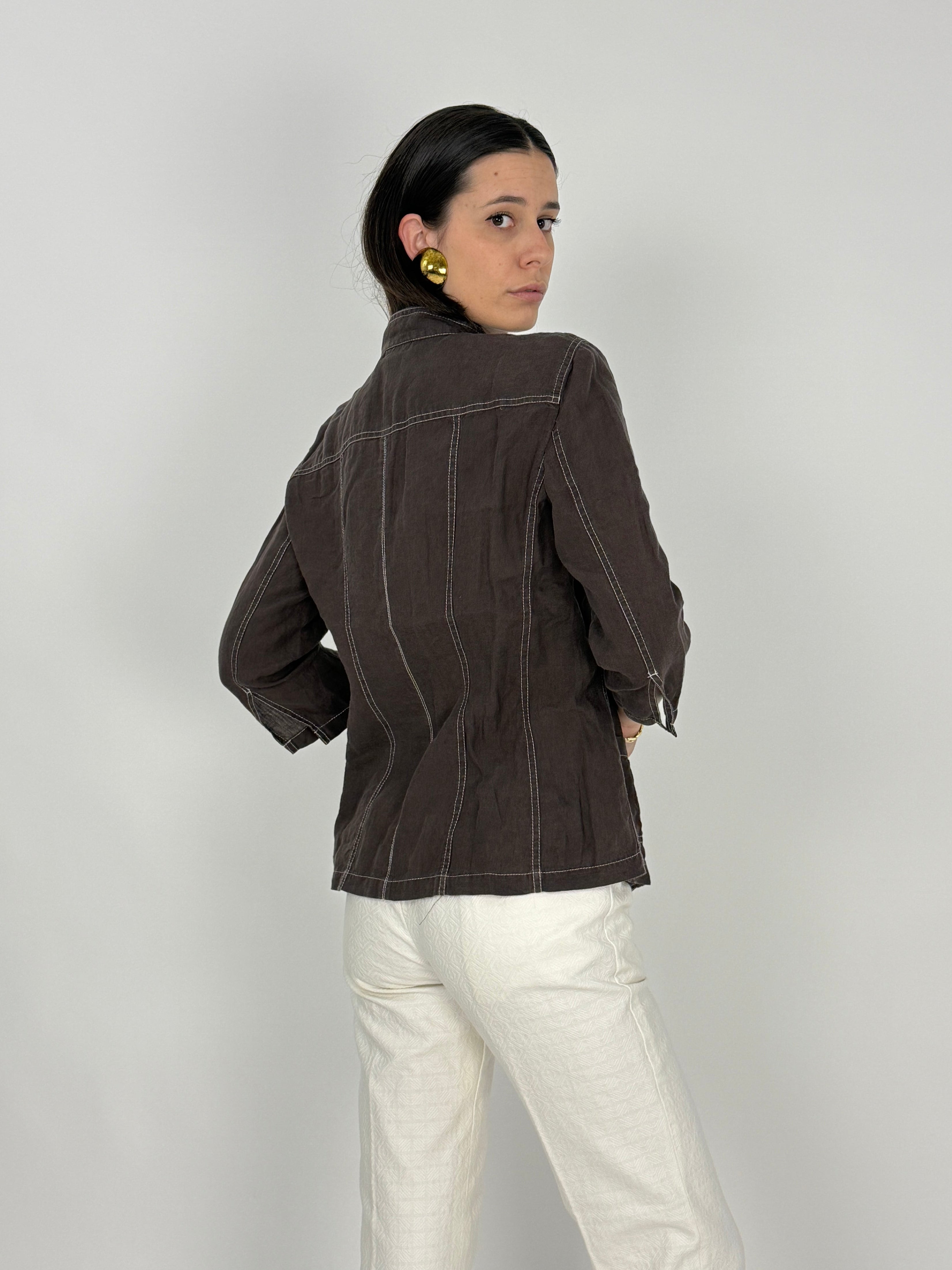 Casacca Vintage Max&Co. Puro Lino Marrone - Taglia M