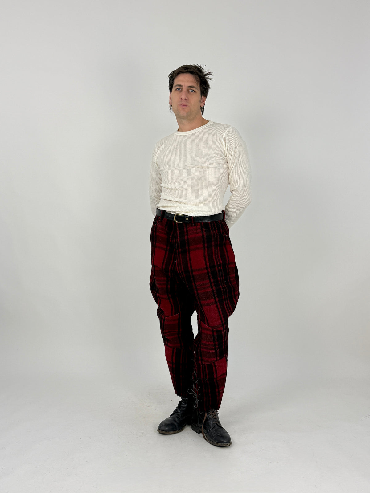 Pantaloni Caccia Soo Woolen Mills Anni '40/'50 Lana Tartan - 52/XL