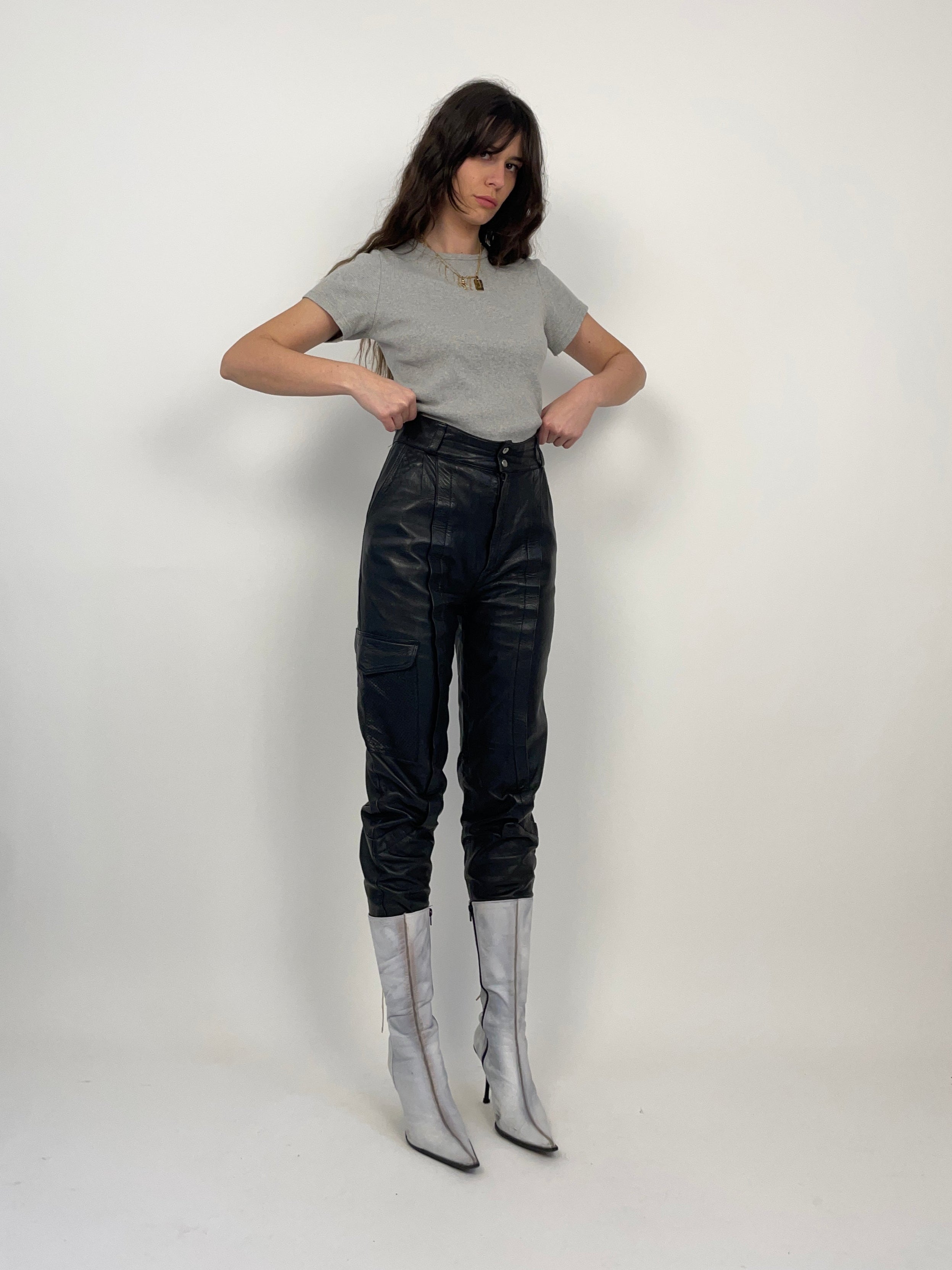 Pantaloni in vera pelle anni '80