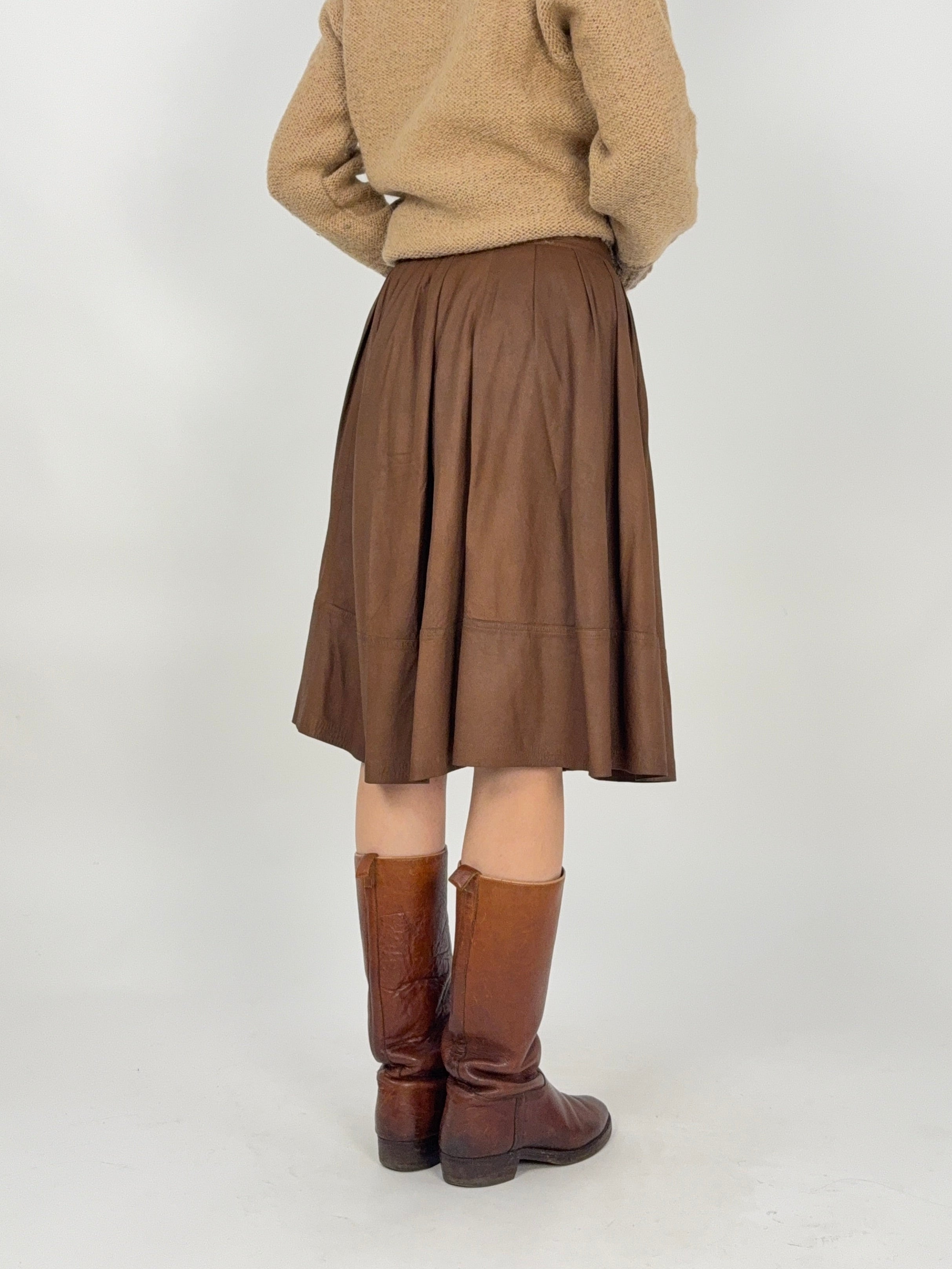 Gonna Belfe vintage in pelle marrone