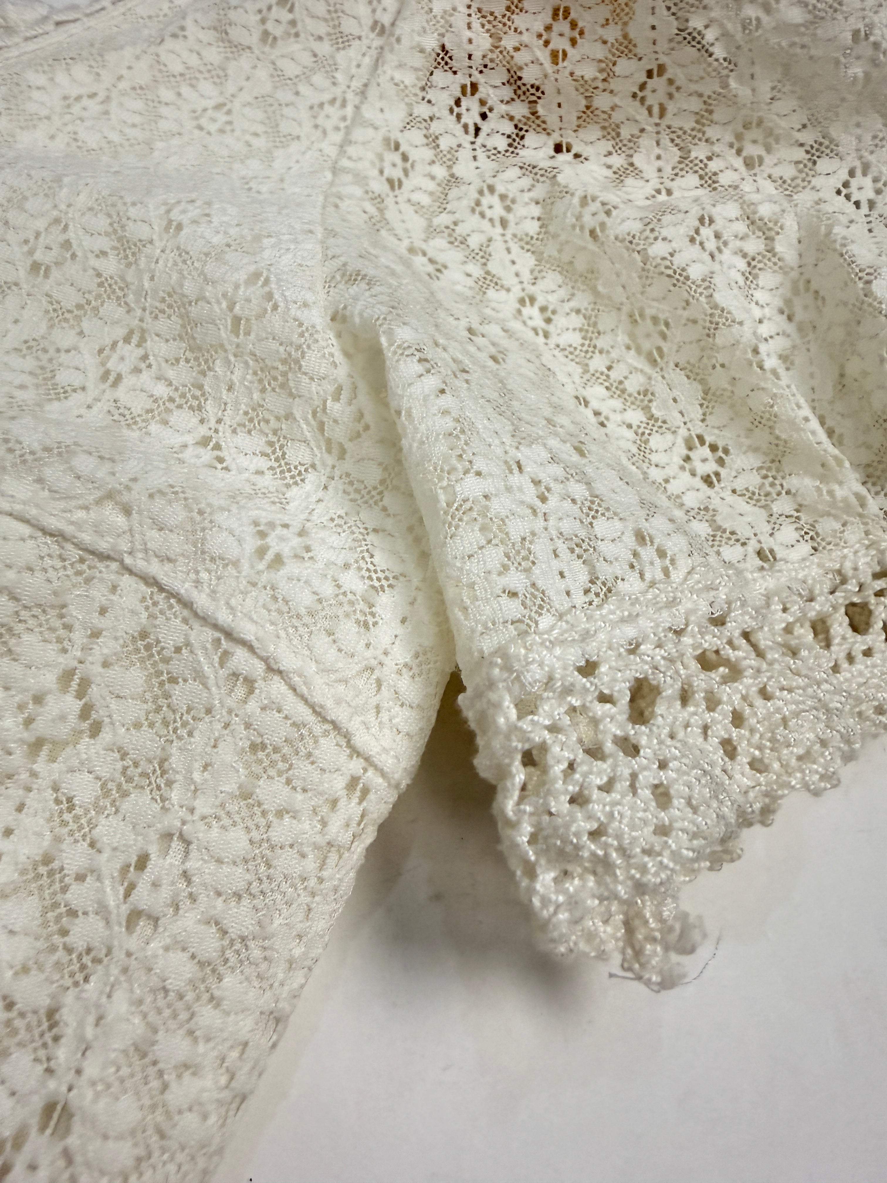 Top Crop Vintage Pizzo Macramé Bianco - Taglia M