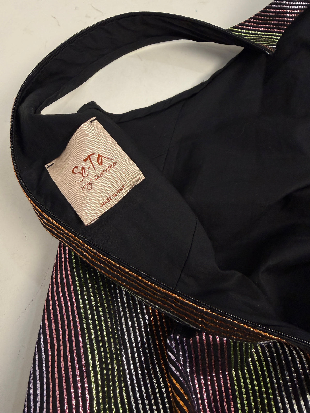 Abito Lungo in Lurex a Righe Multicolore - Taglia M