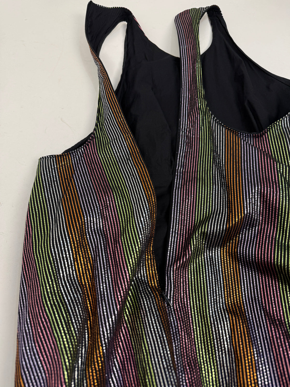 Abito Lungo in Lurex a Righe Multicolore - Taglia M