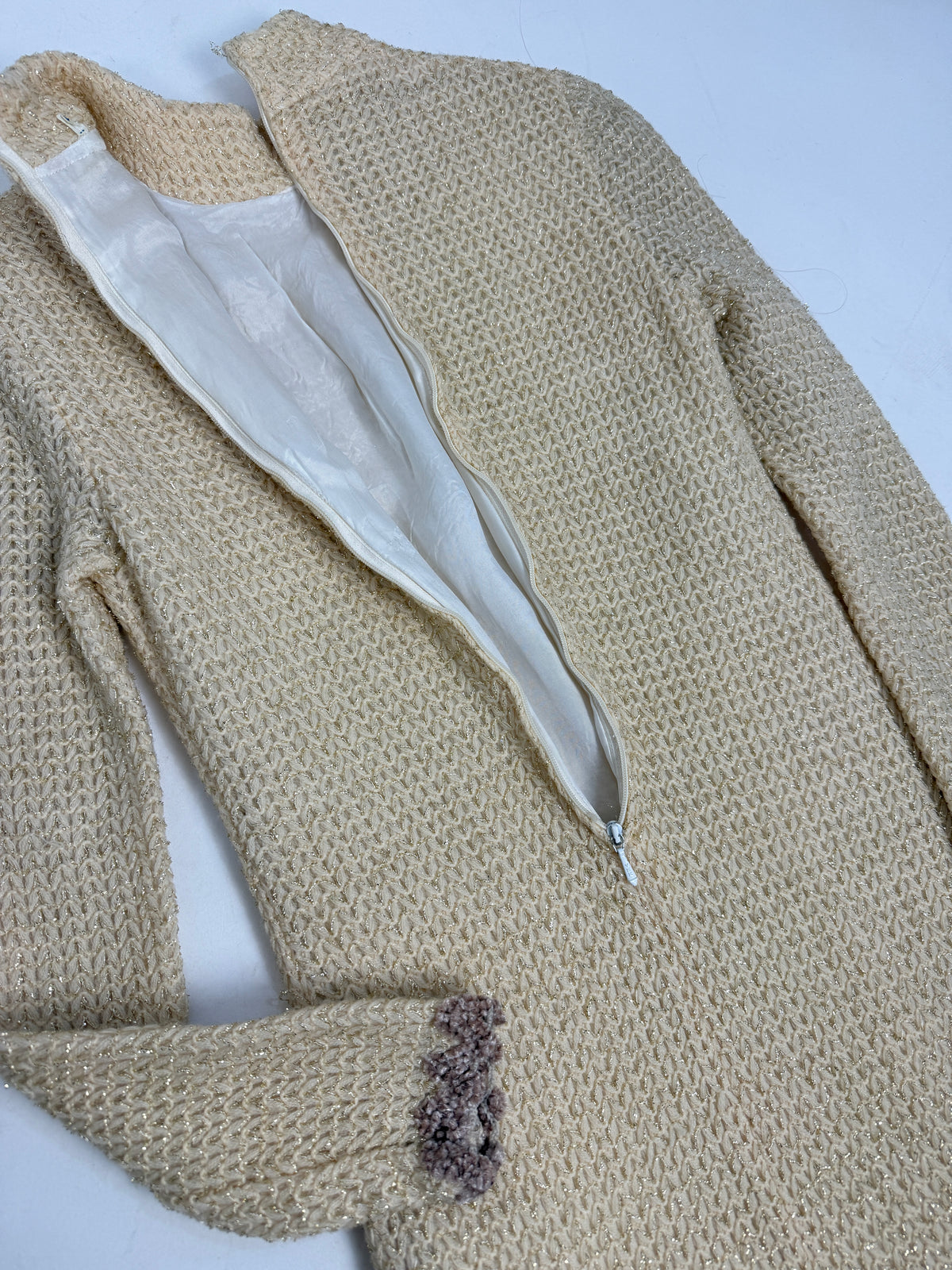Abito Mini Anni '70 Maglia Lurex Dorata con Paillettes - Taglia S