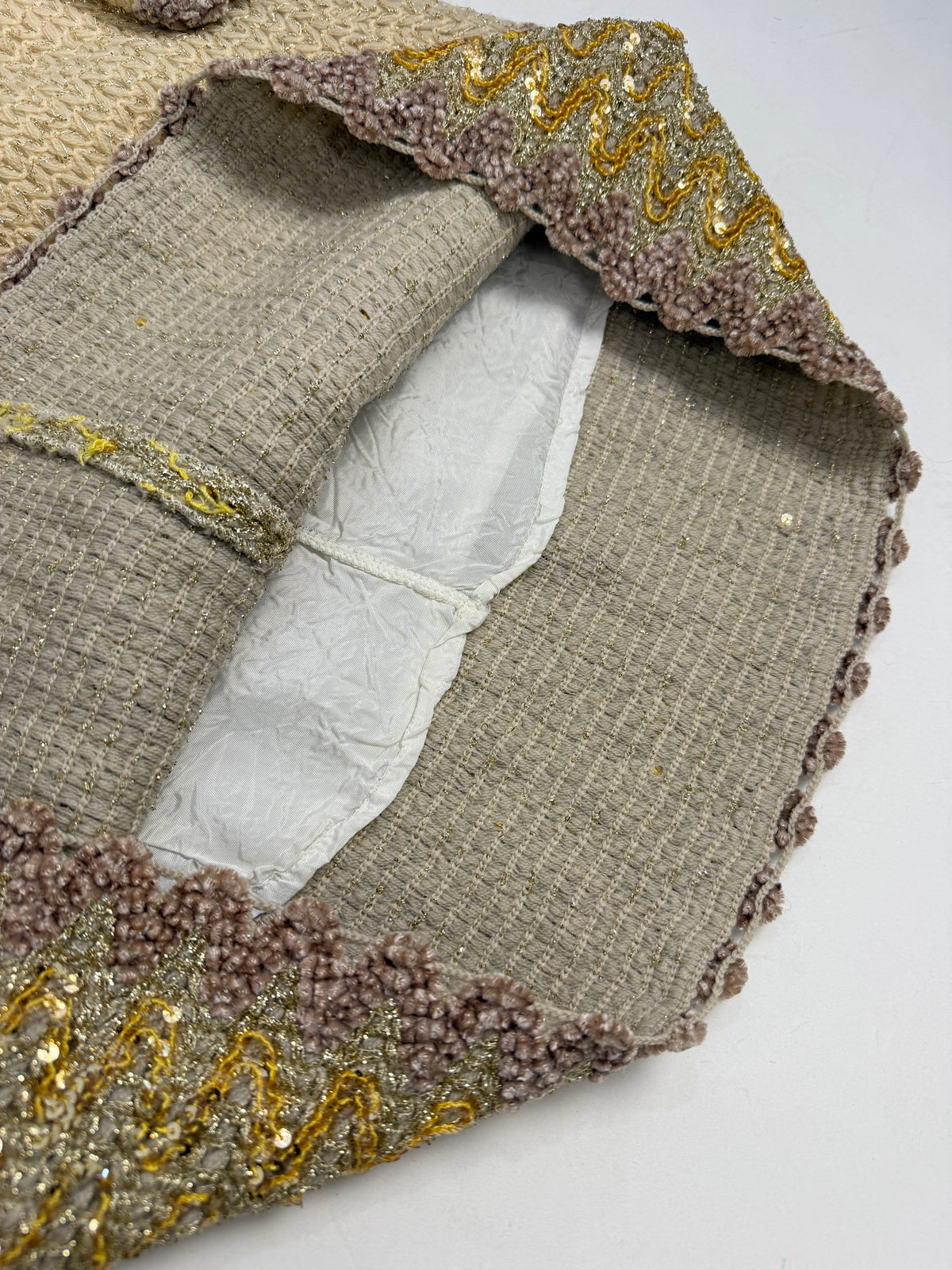 Abito Mini Anni '70 Maglia Lurex Dorata con Paillettes - Taglia S