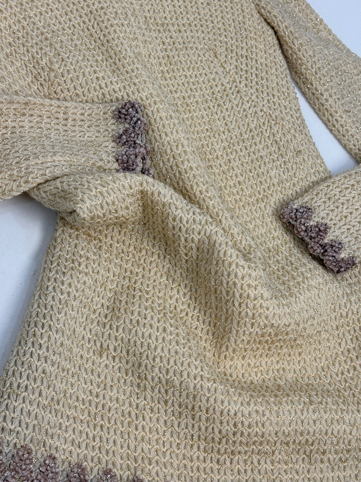 Abito Mini Anni '70 Maglia Lurex Dorata con Paillettes - Taglia S
