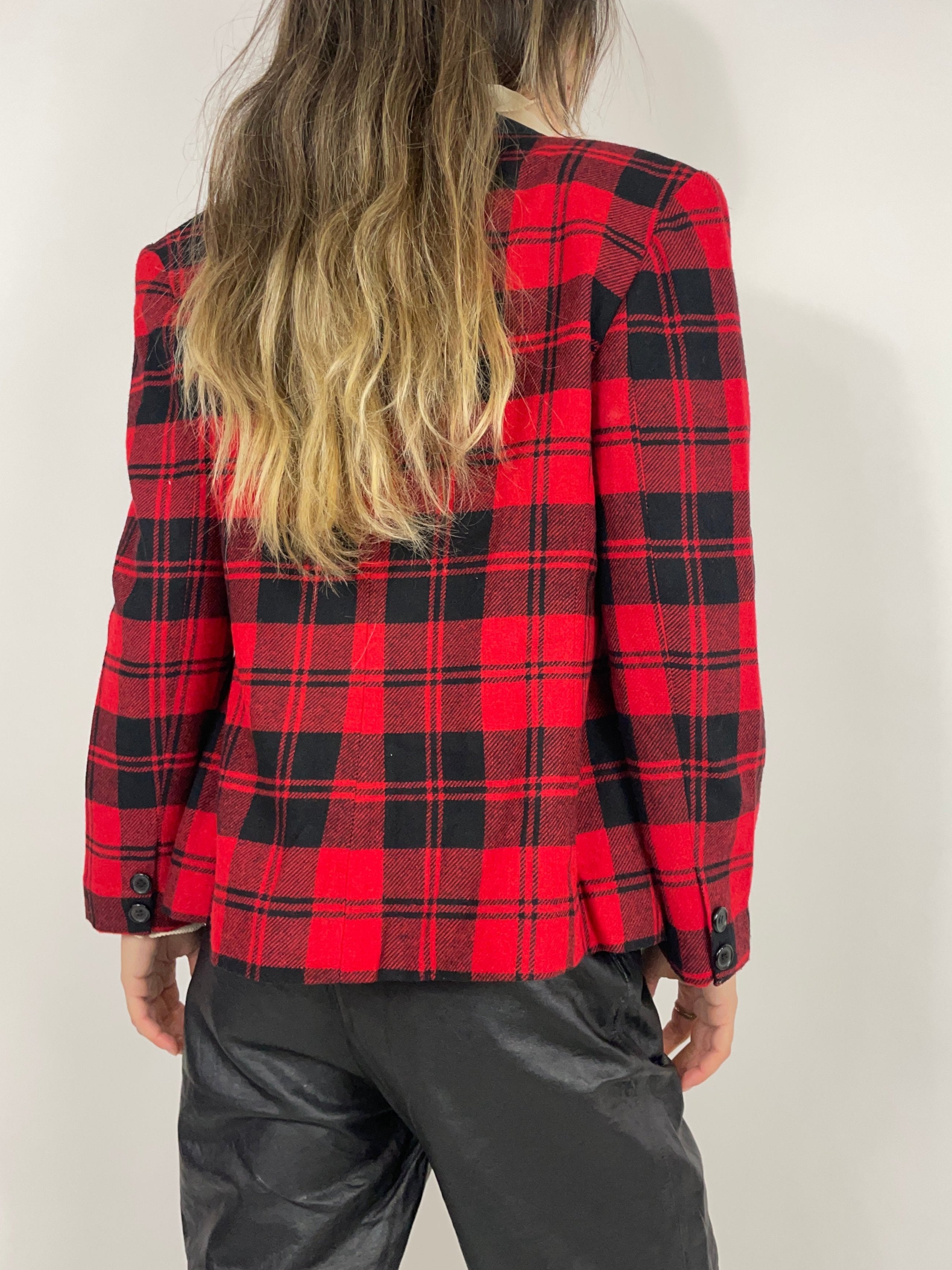 Giacca lana a quadri anni '80