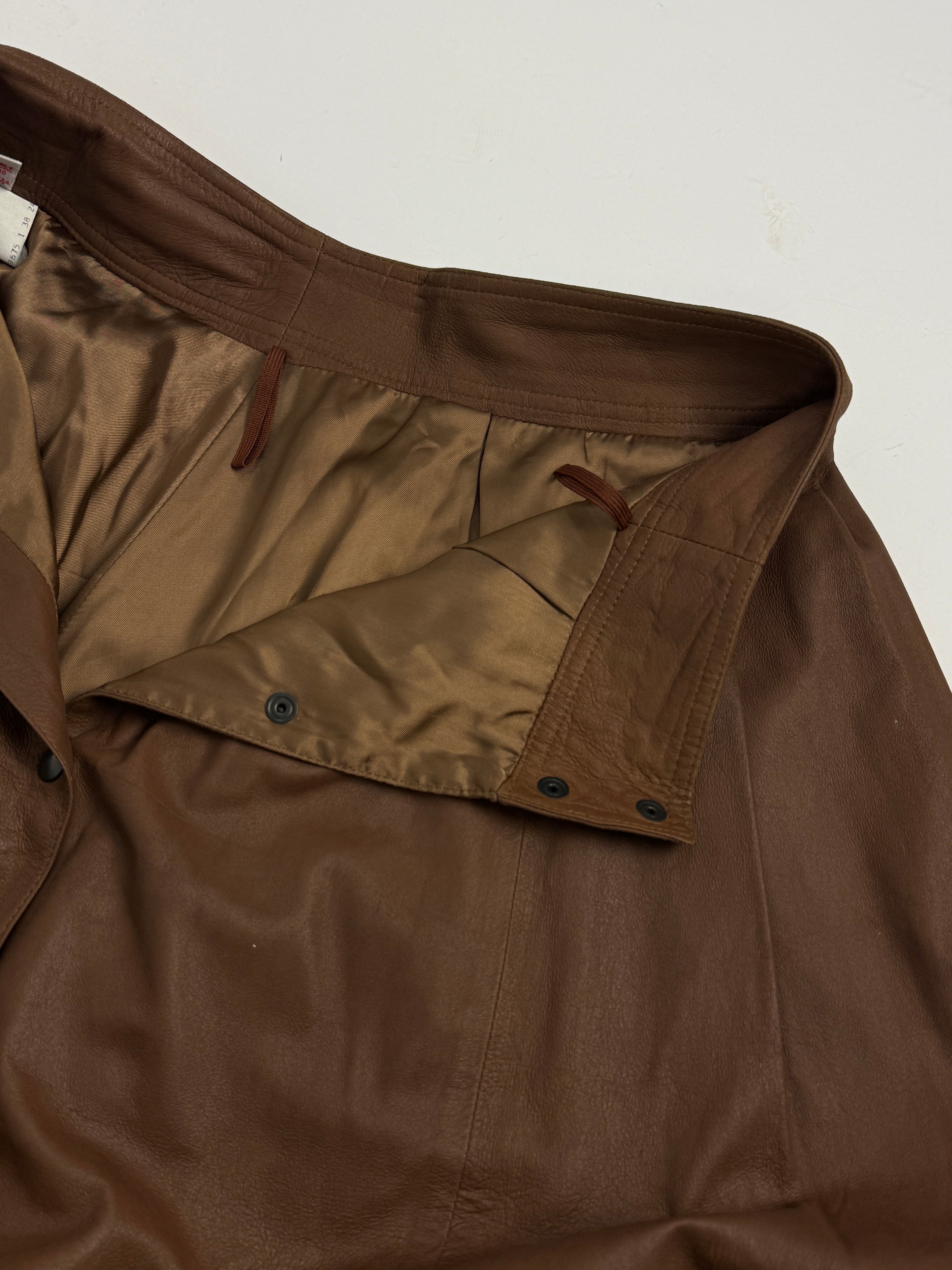 Gonna Belfe vintage in pelle marrone
