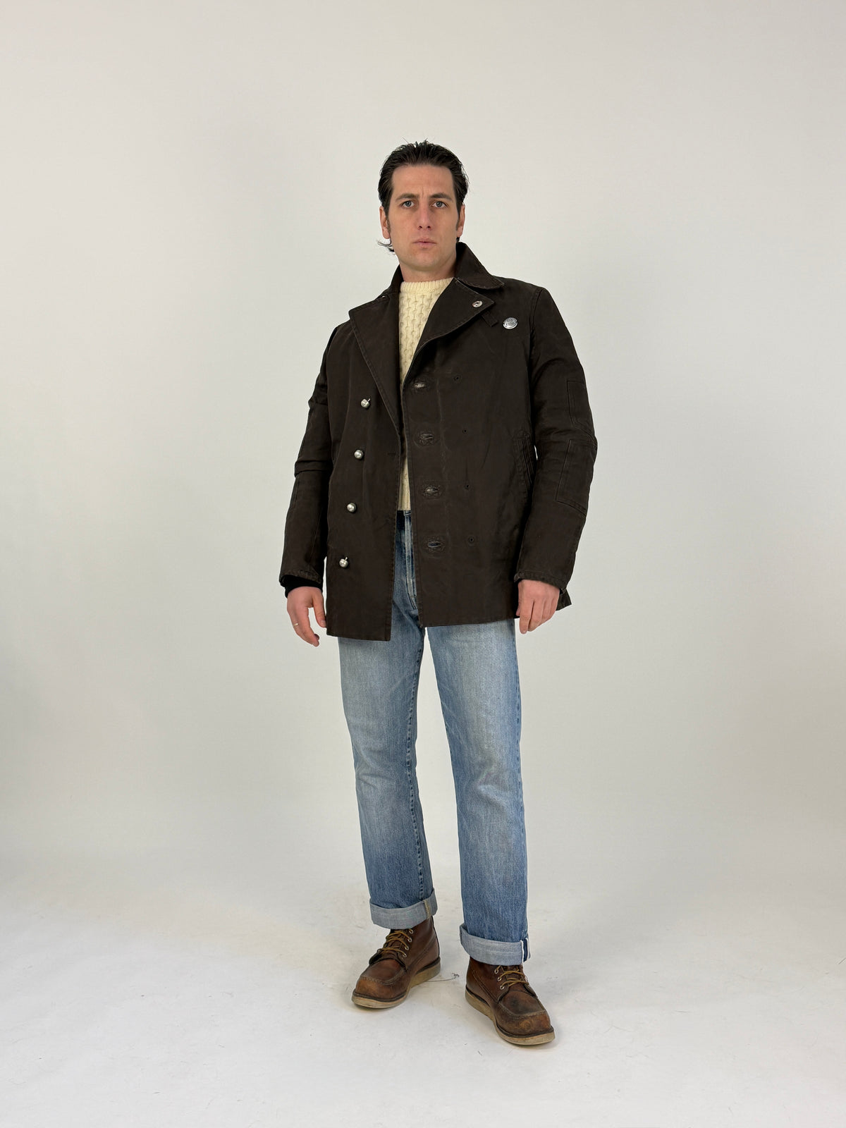 Cappotto Anni '90 Cotone Canvas Marrone Interno Staccabile - Taglia M