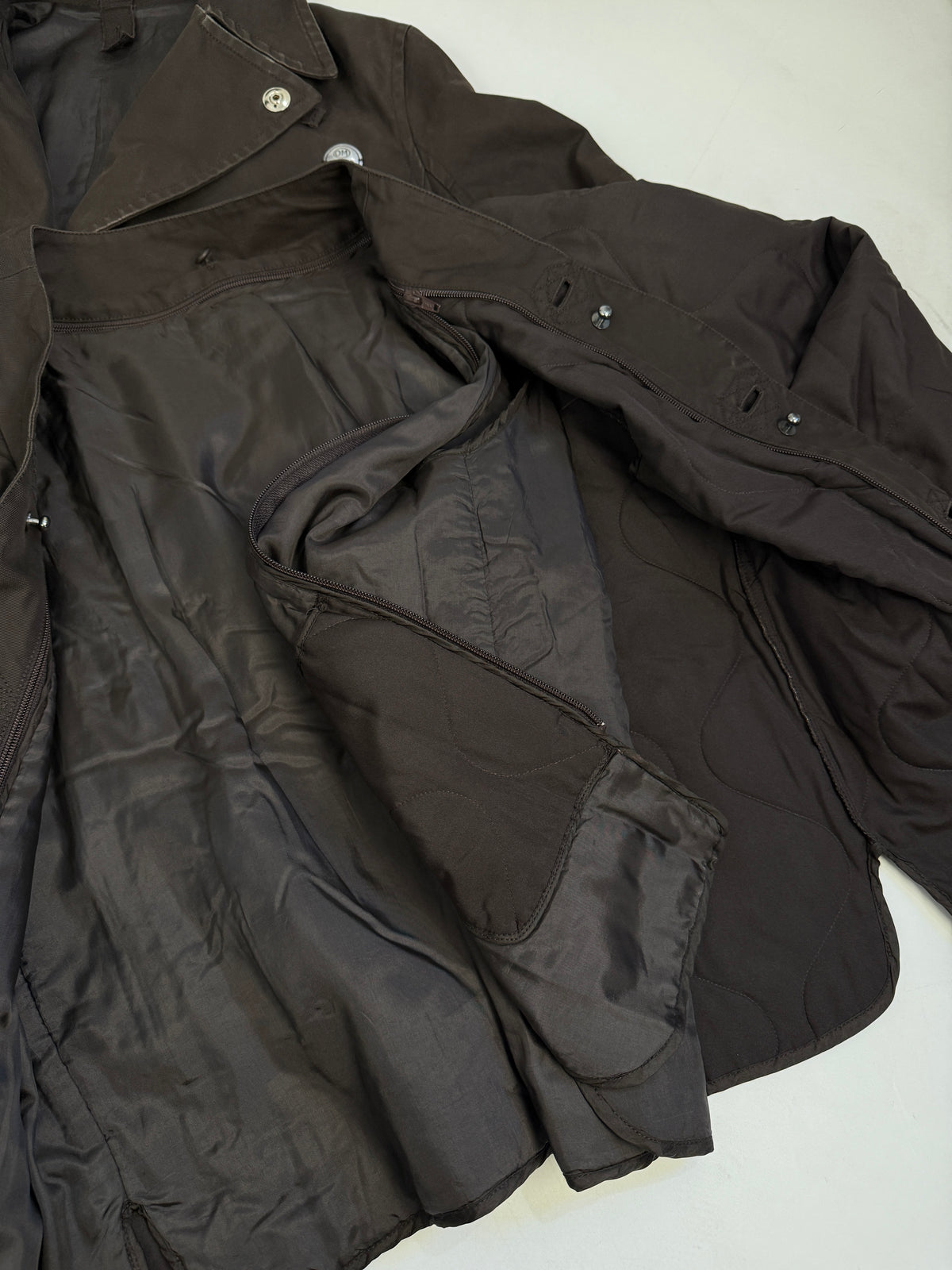 Cappotto Anni '90 Cotone Canvas Marrone Interno Staccabile - Taglia M