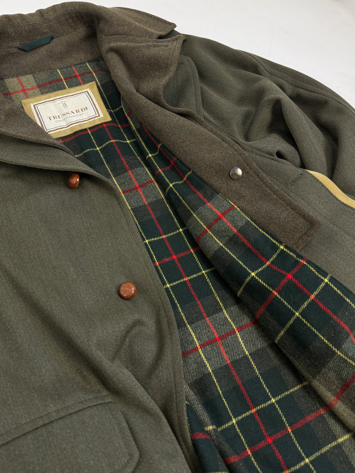 Cappotto Vintage Trussardi Sportswear Fodera Tartan - Taglia L