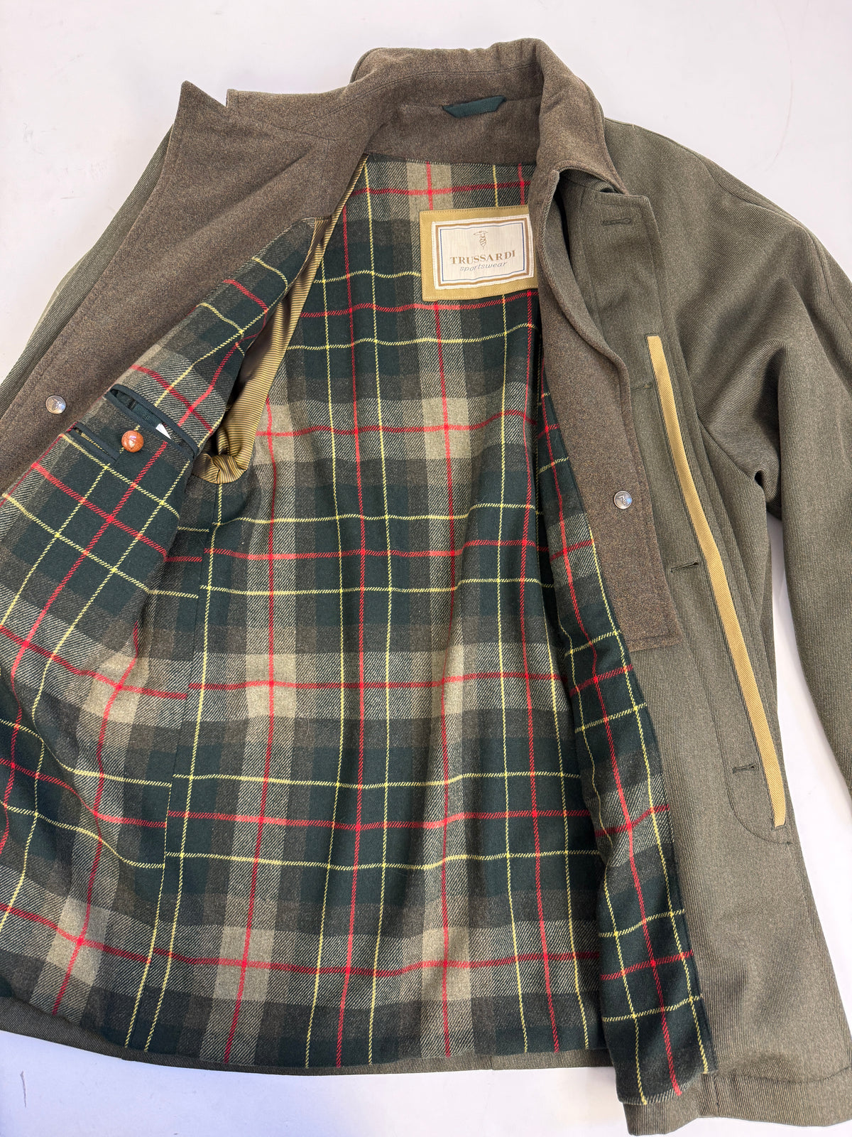 Cappotto Vintage Trussardi Sportswear Fodera Tartan - Taglia L