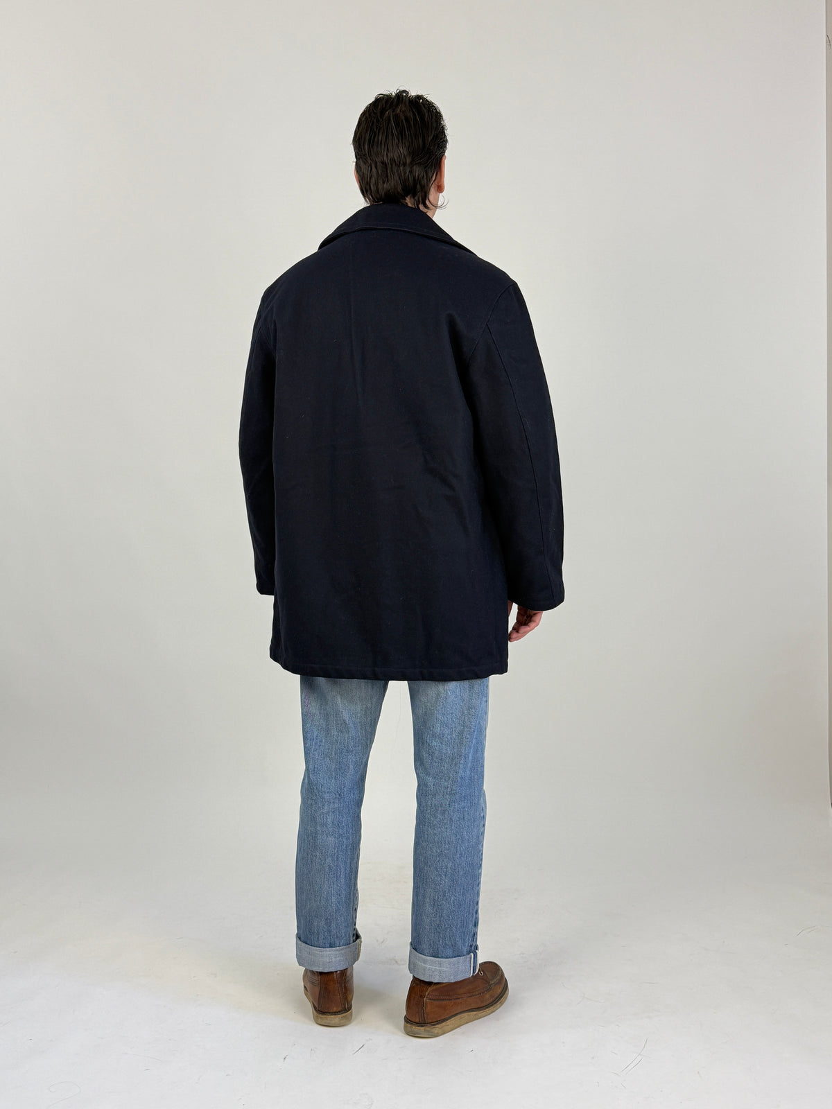 Cappotto Vintage Navigare Lana Blu Doppiopetto - Taglia L