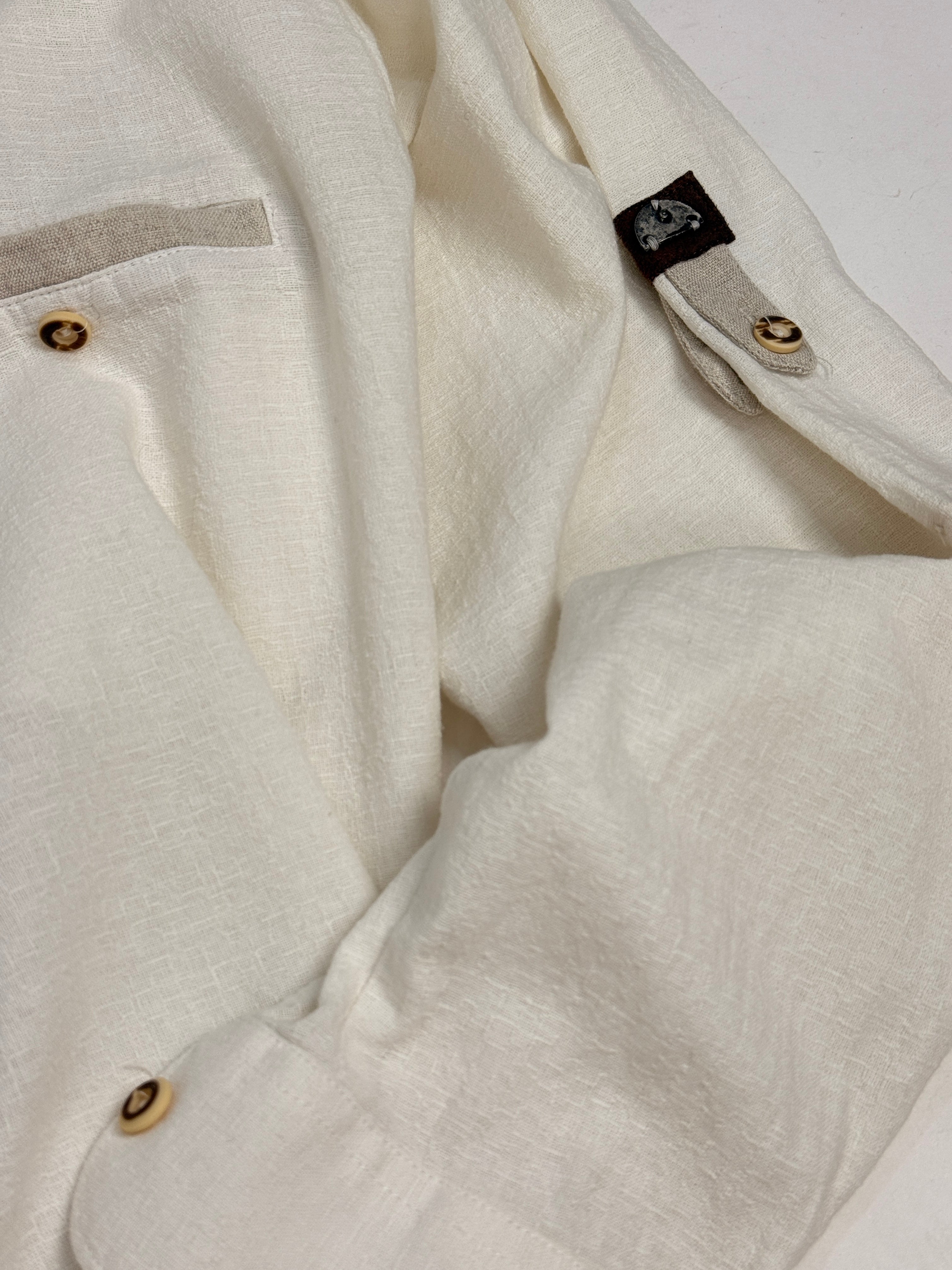 Camicia Vintage Trachten Cotone Bianco - Taglia L