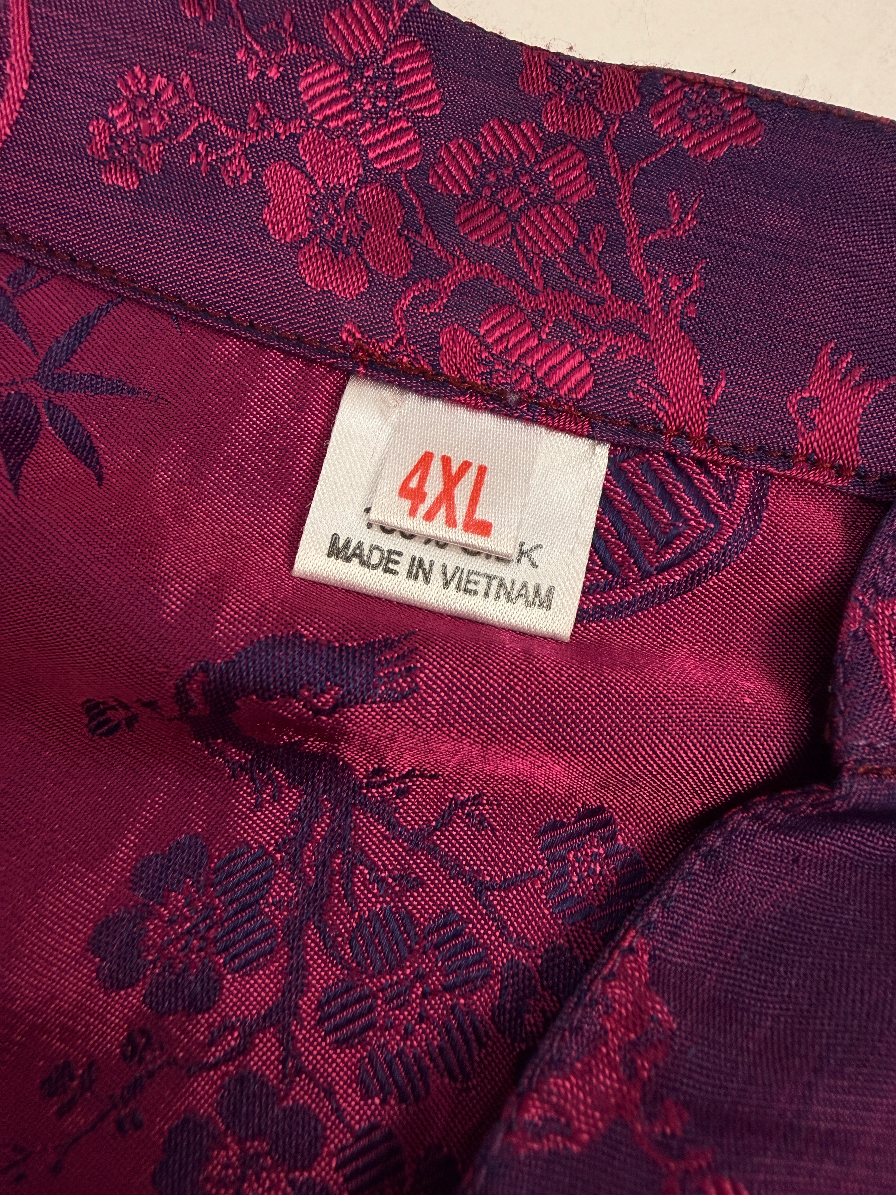 Gilet Vintage Seta Jacquard Cinese Viola - Taglia L