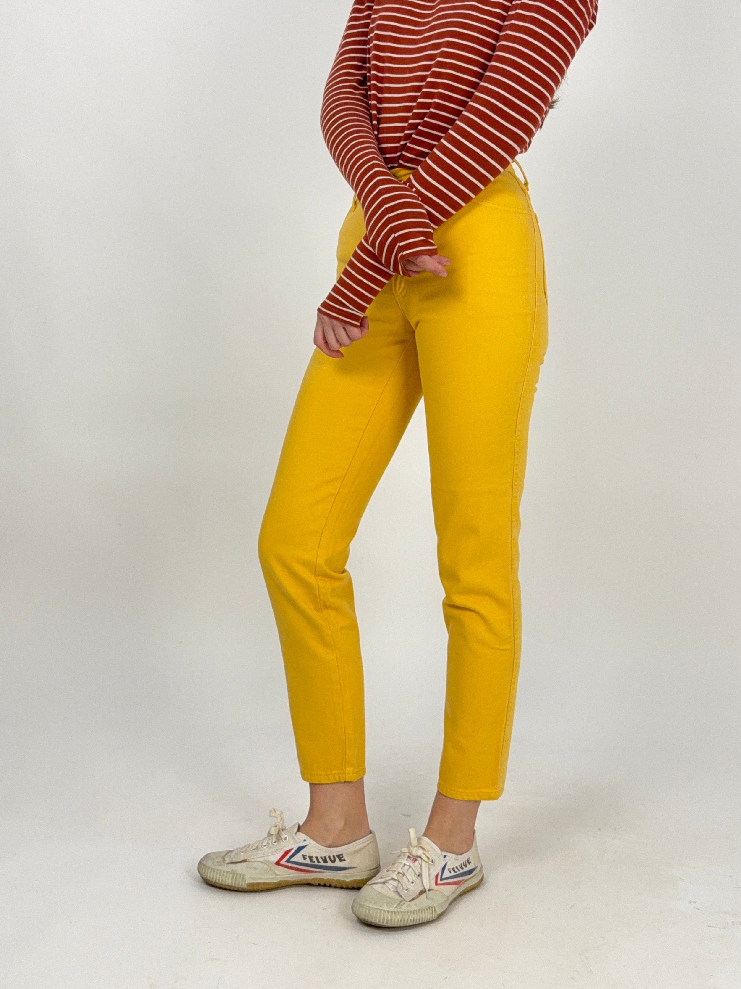 jeans krizia anni '90 deadstock vintage da donna cotone giallo