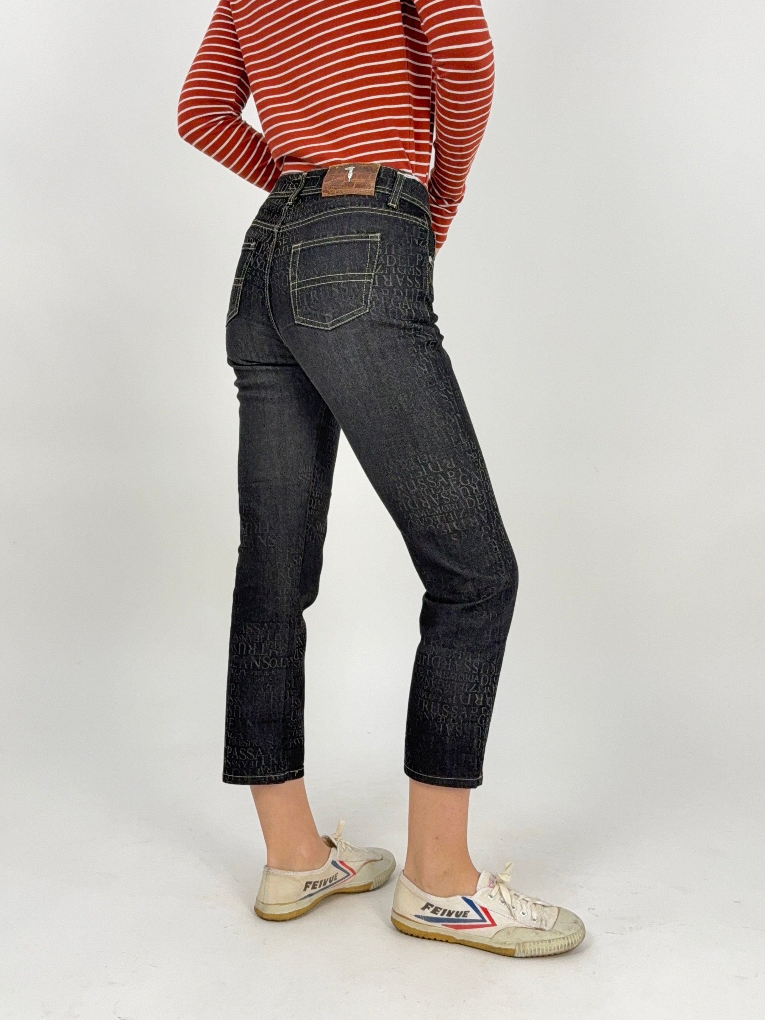 Jeans Trussardi pinocchietto - Logo all-over - Nero