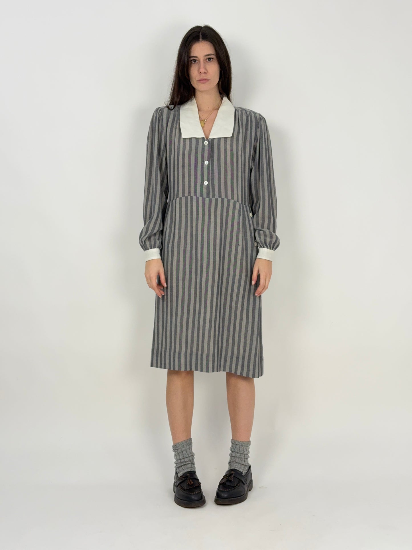 Abito midi a righe anni '70