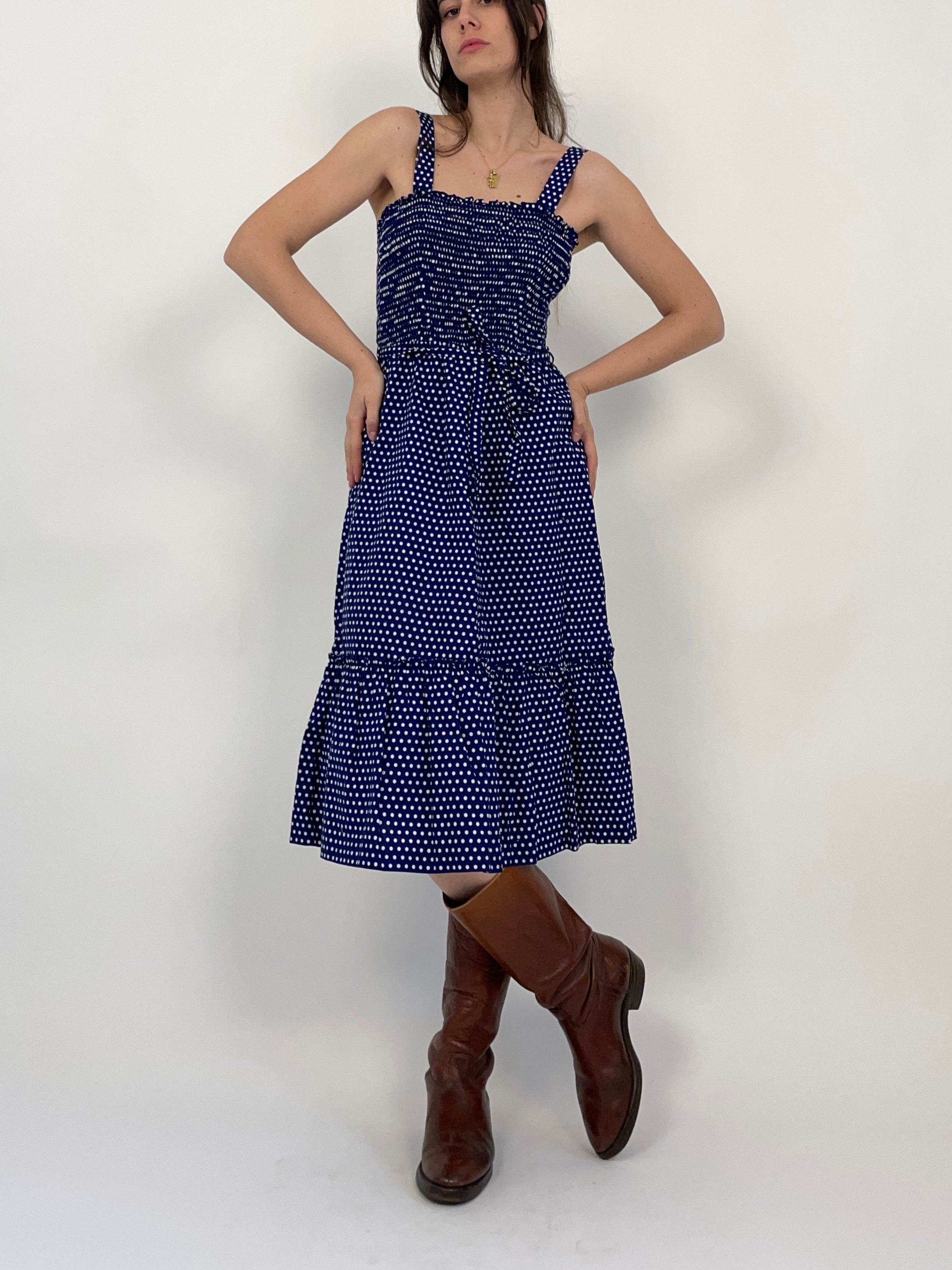 Abito midi a pois anni '70