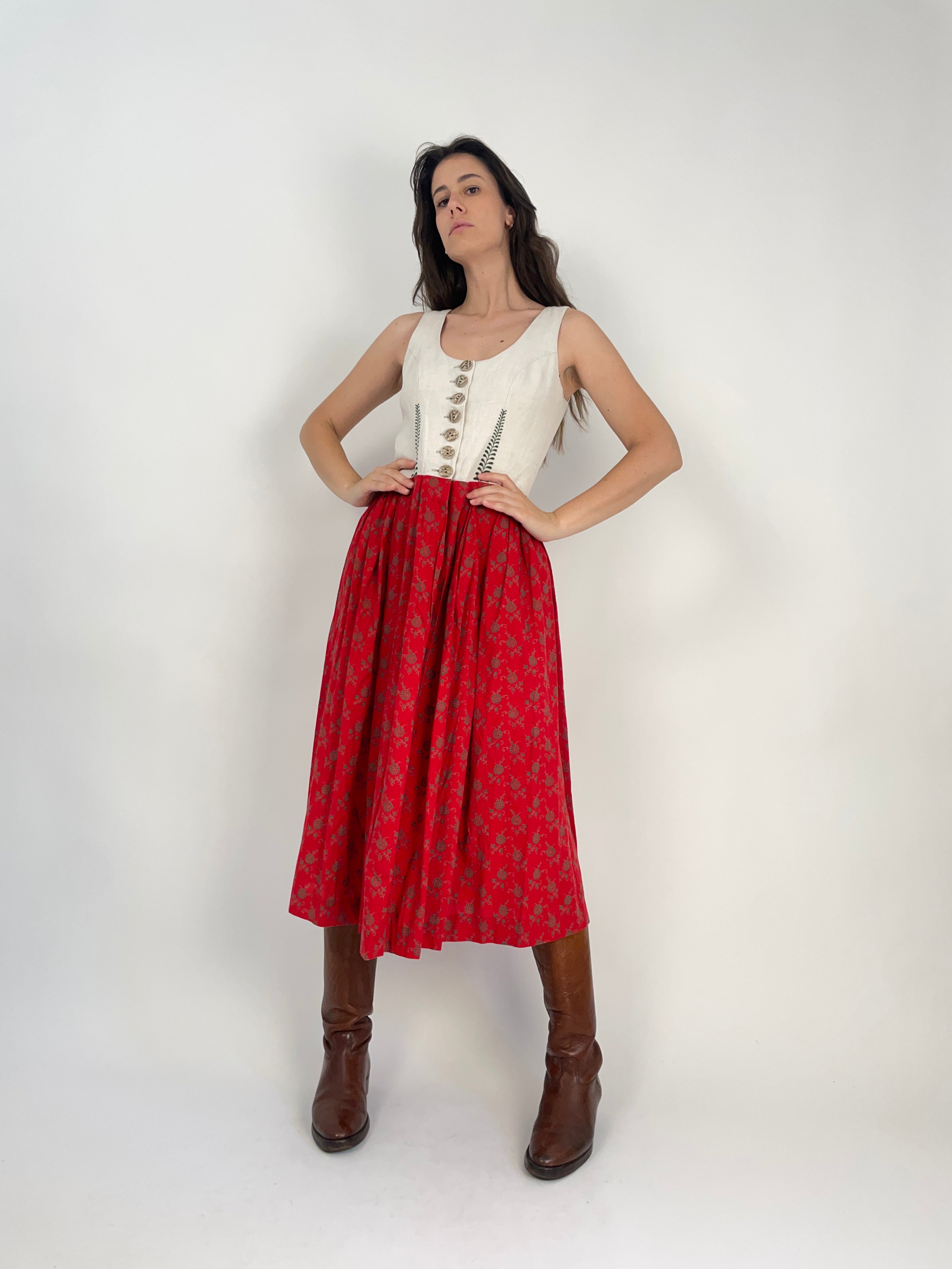 Abito Austriaco vintage in lino e cotone