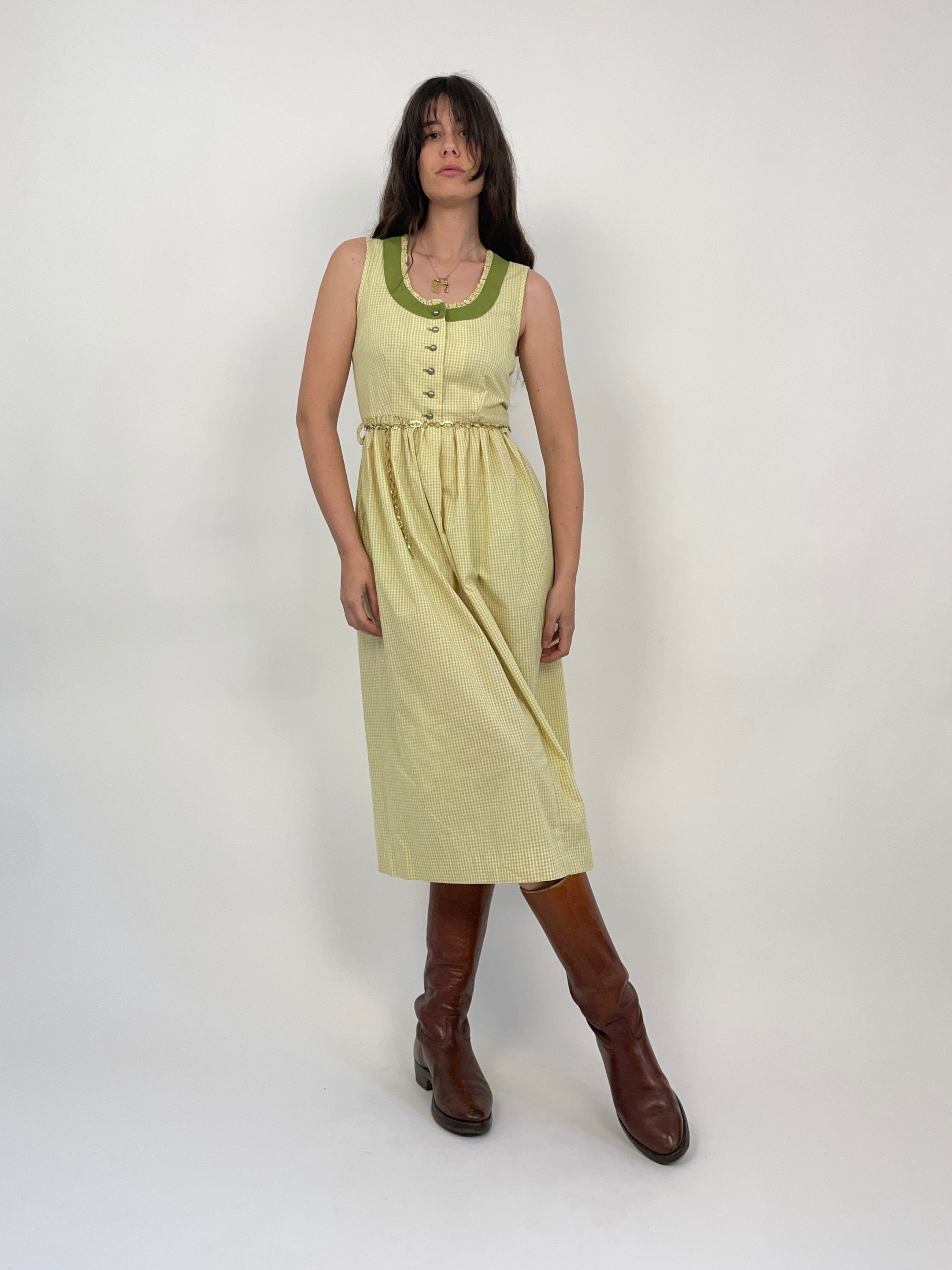 Abito midi in cotone a quadretti