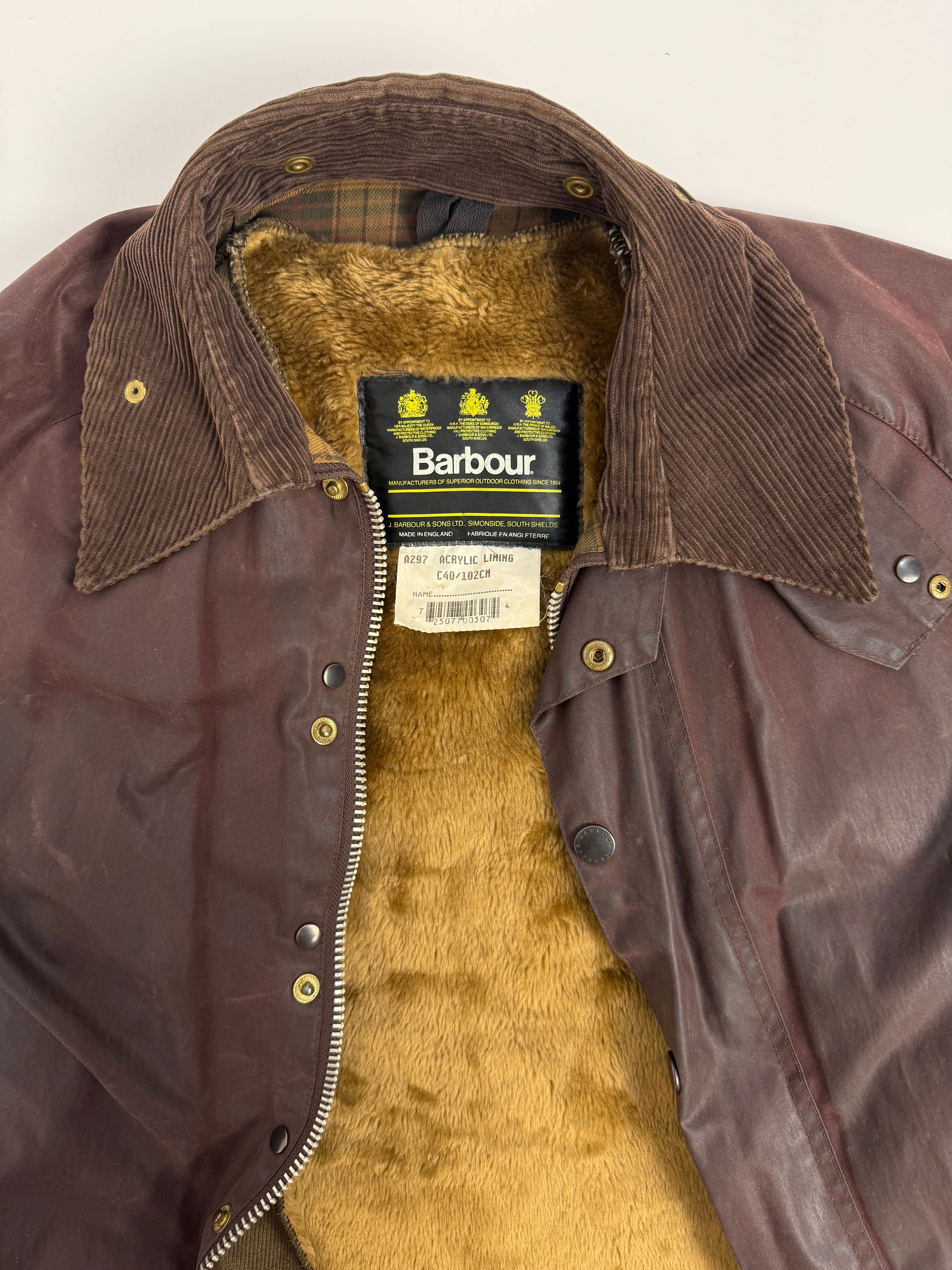 Barbour Beaufort anni '90 con pelliccia interna - C40/102 CM