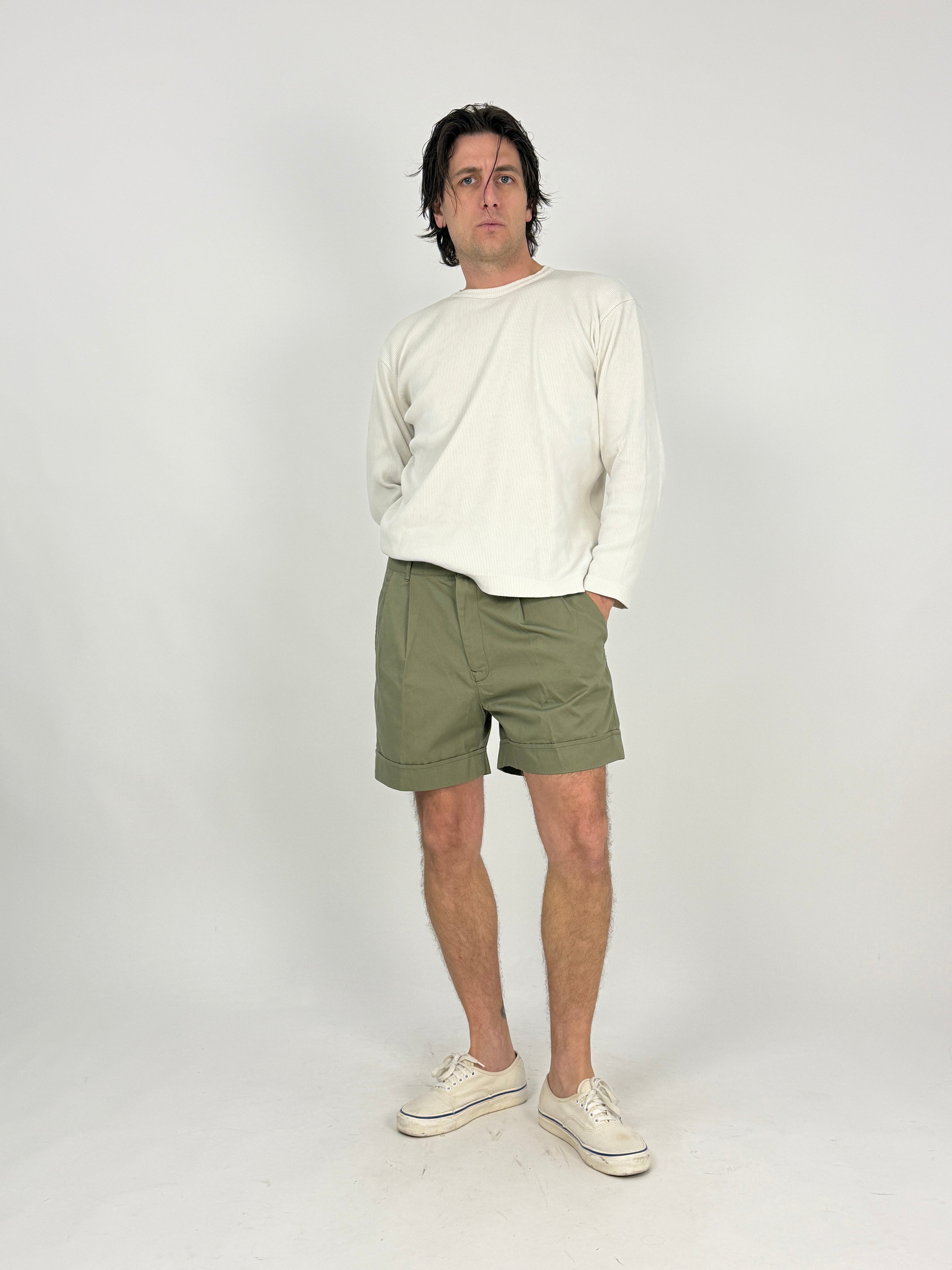 Bermuda Chino Verde Oliva Vintage Clark Made in Italy - Taglia 50