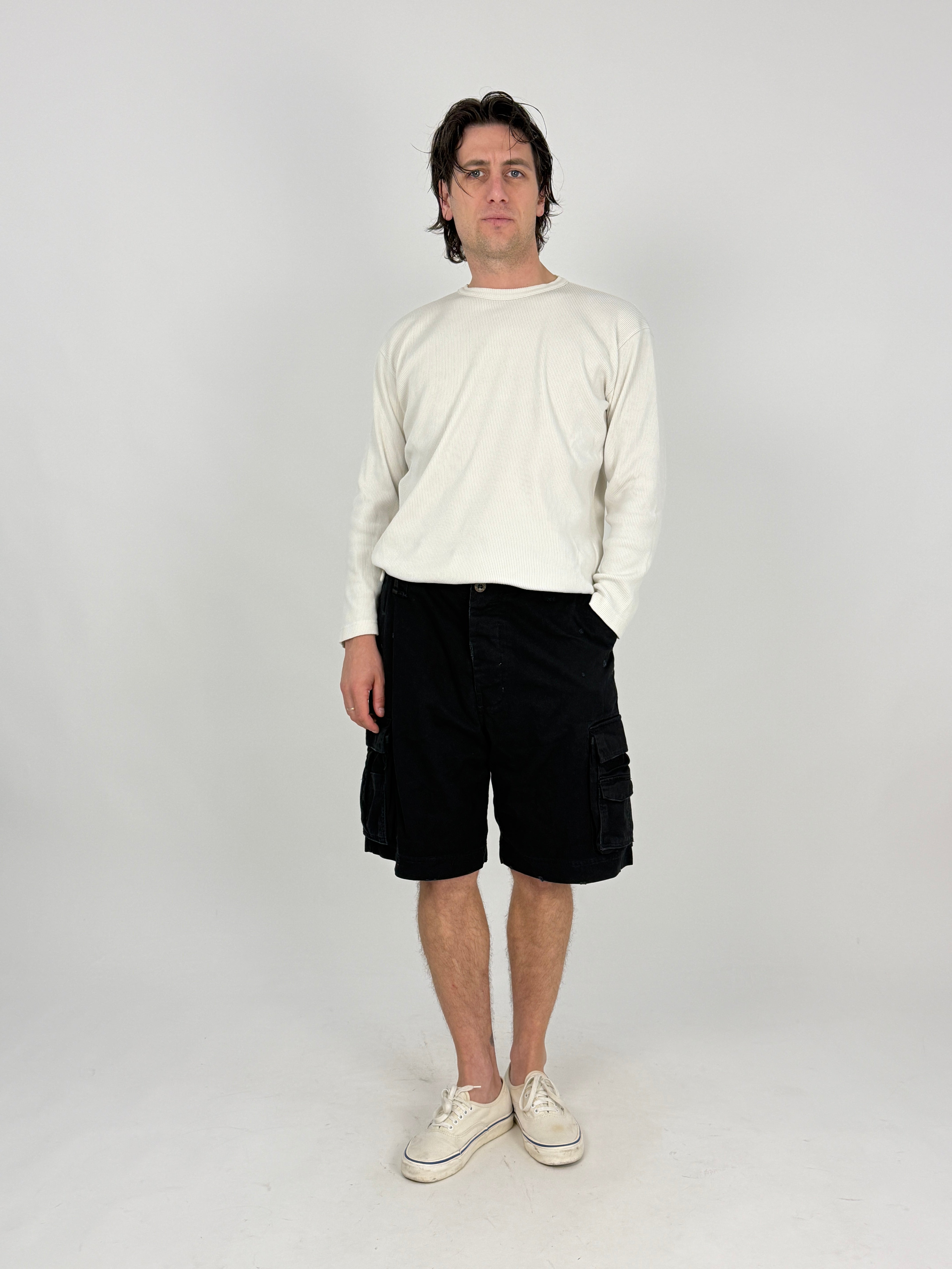 Bermuda Cargo Militare Nero Vintage - Taglia 48/M