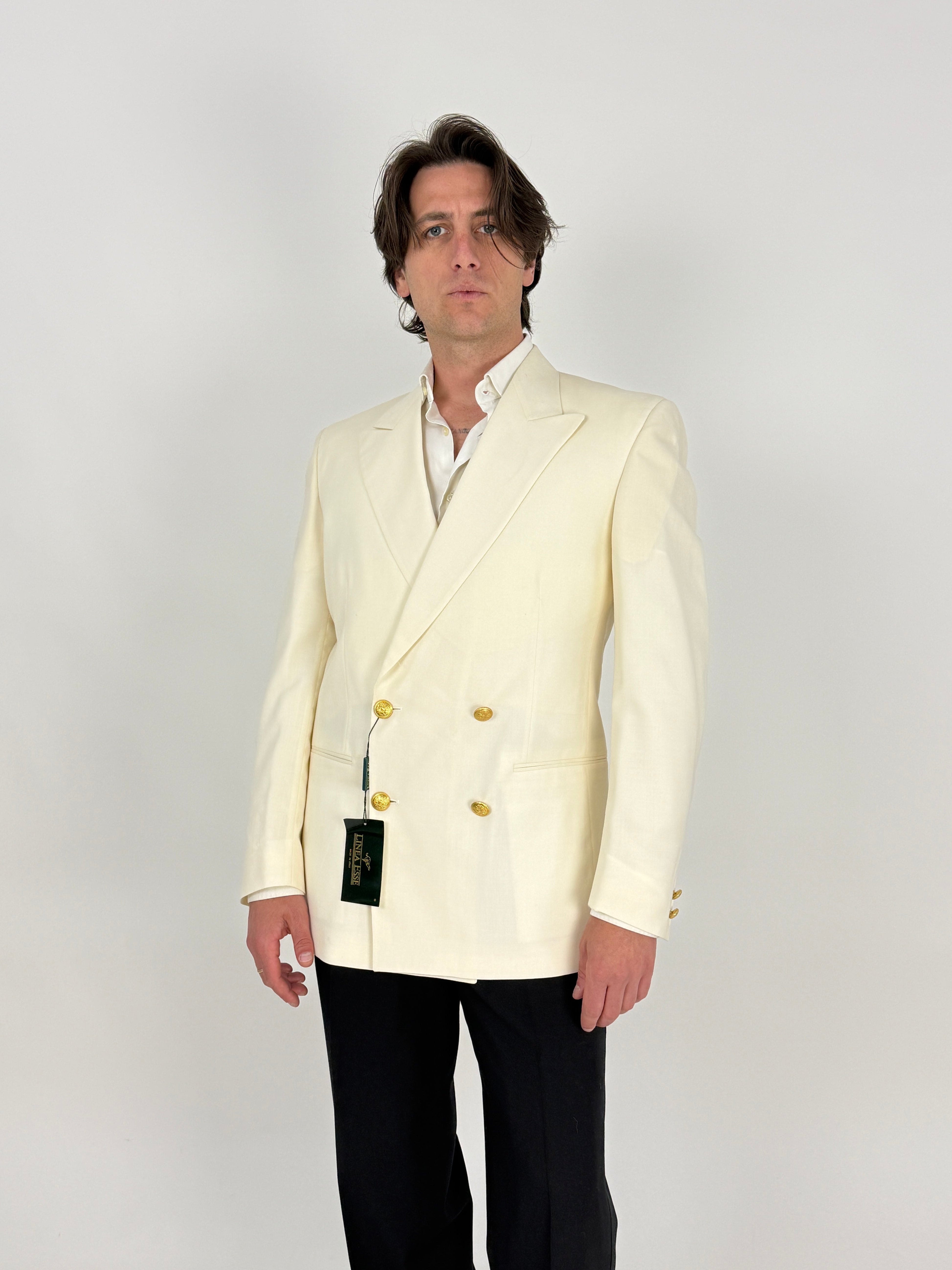 Blazer vintage sartoriale doppiopetto con bottoni oro