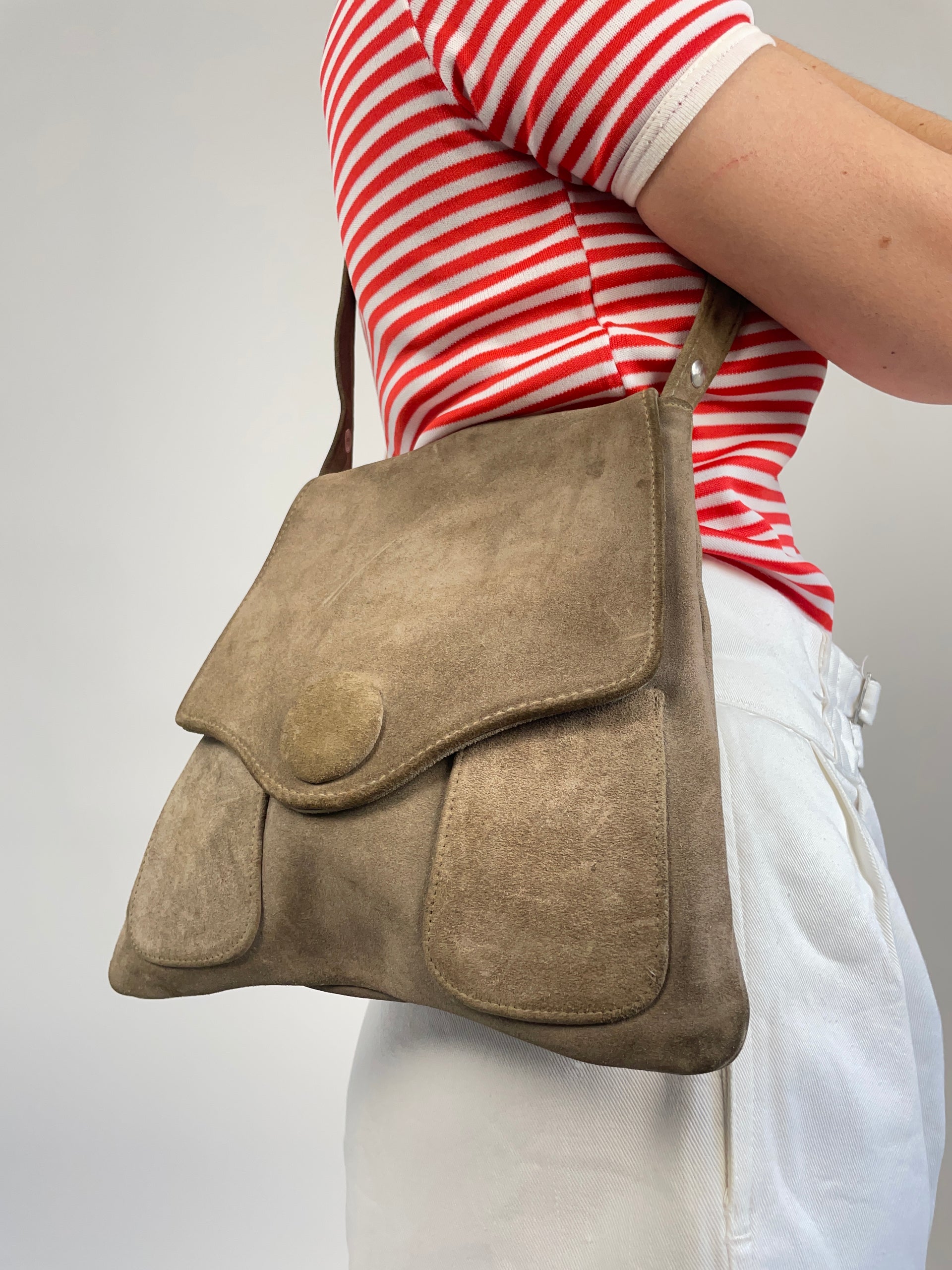 Borsa Tote In Pelle Scamosciata Vintage – Autunno Inverno 2024 – Grande Capacità – Tracolla Regolabile – Colore Marrone/Nero/Verde/Beige - 3