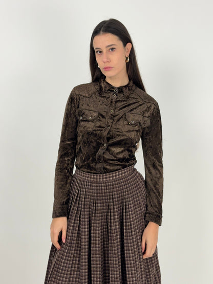 Camicia anni '70 in velluto elastan