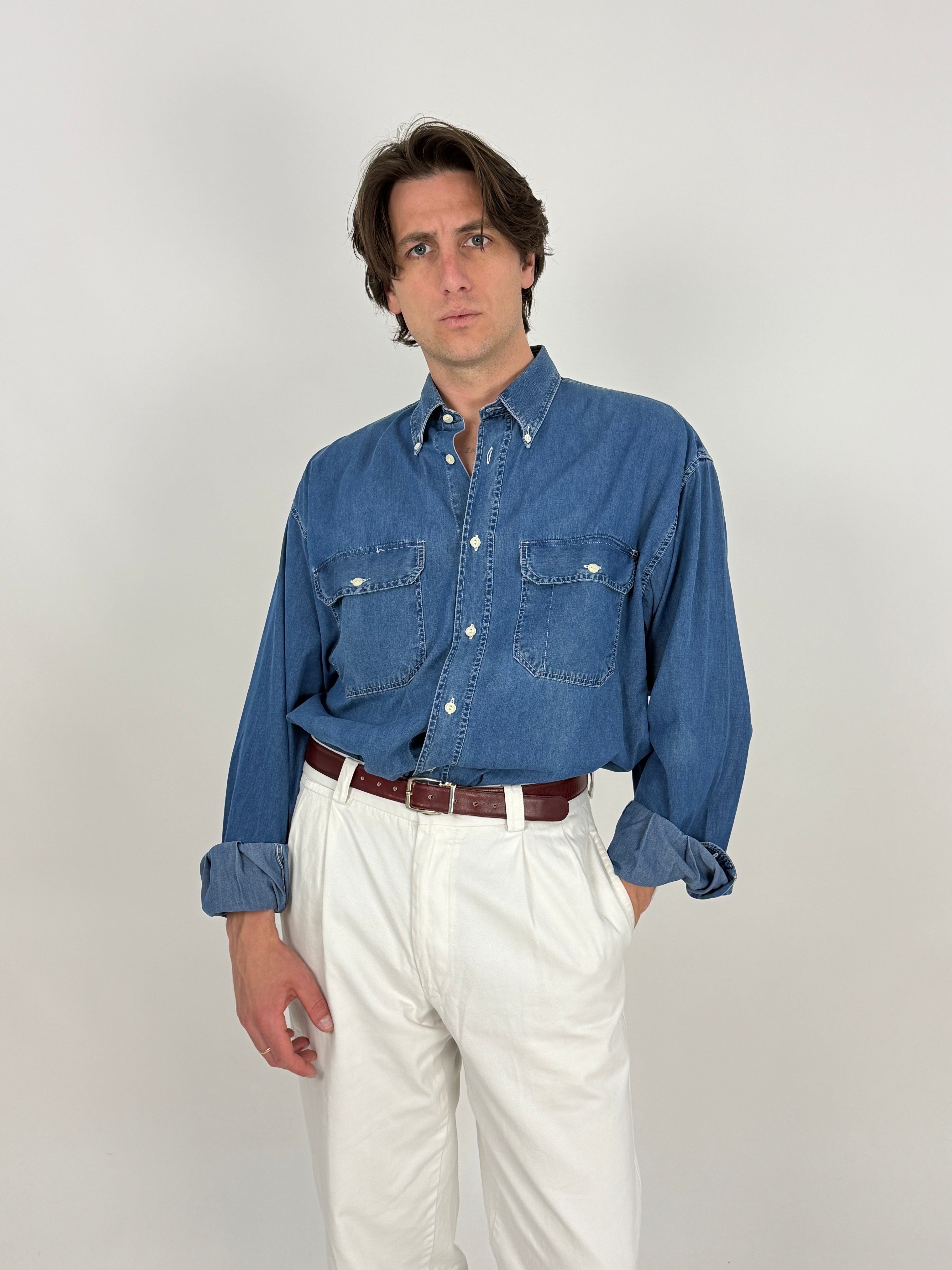 Camicia blu denim anni '80