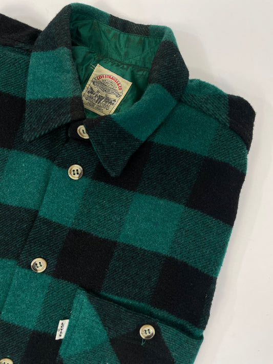  camicia-levis-anni-60-in-lana-a-quadri-verde-e-nero