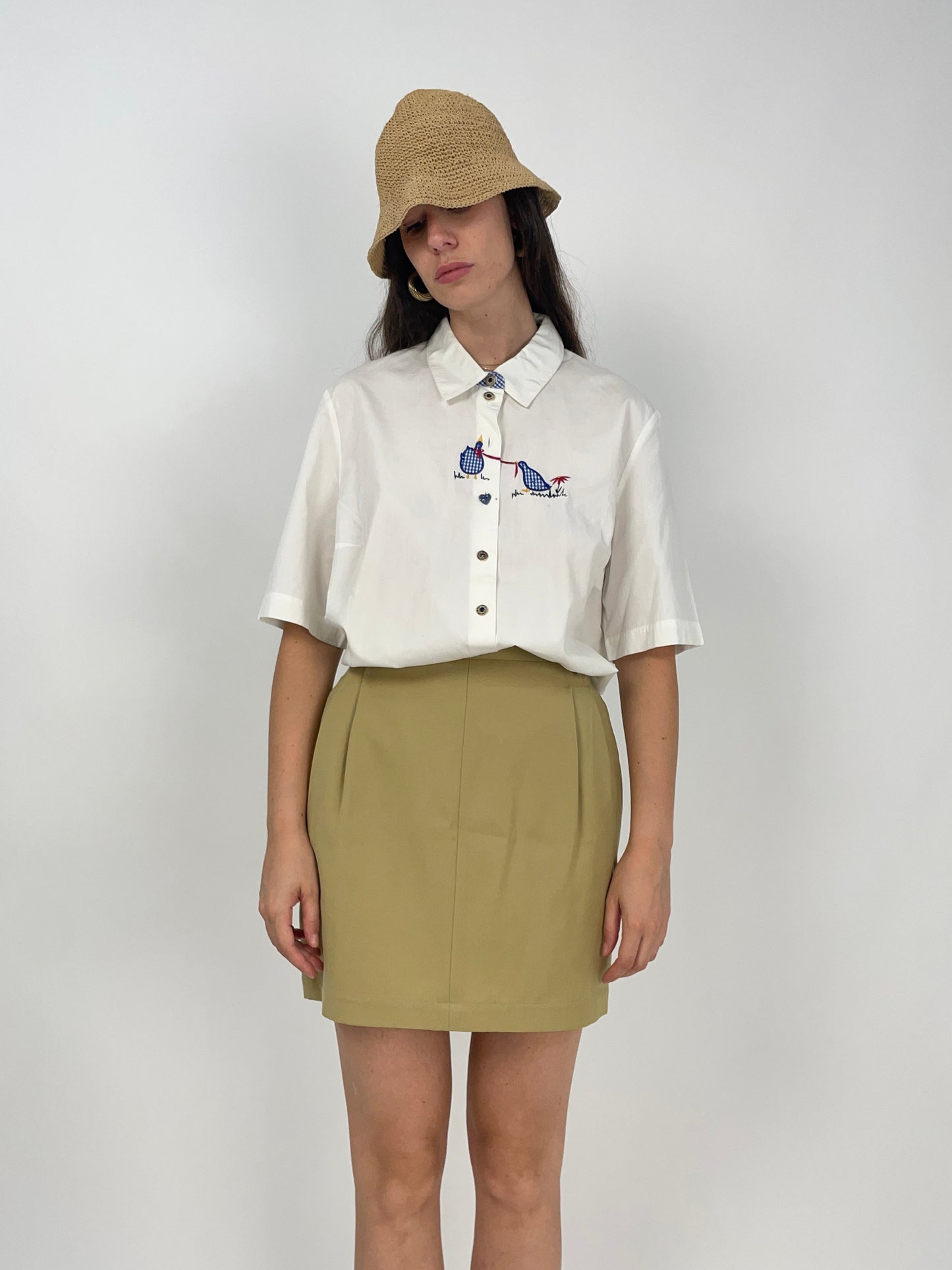 Camicia in cotone con ricami