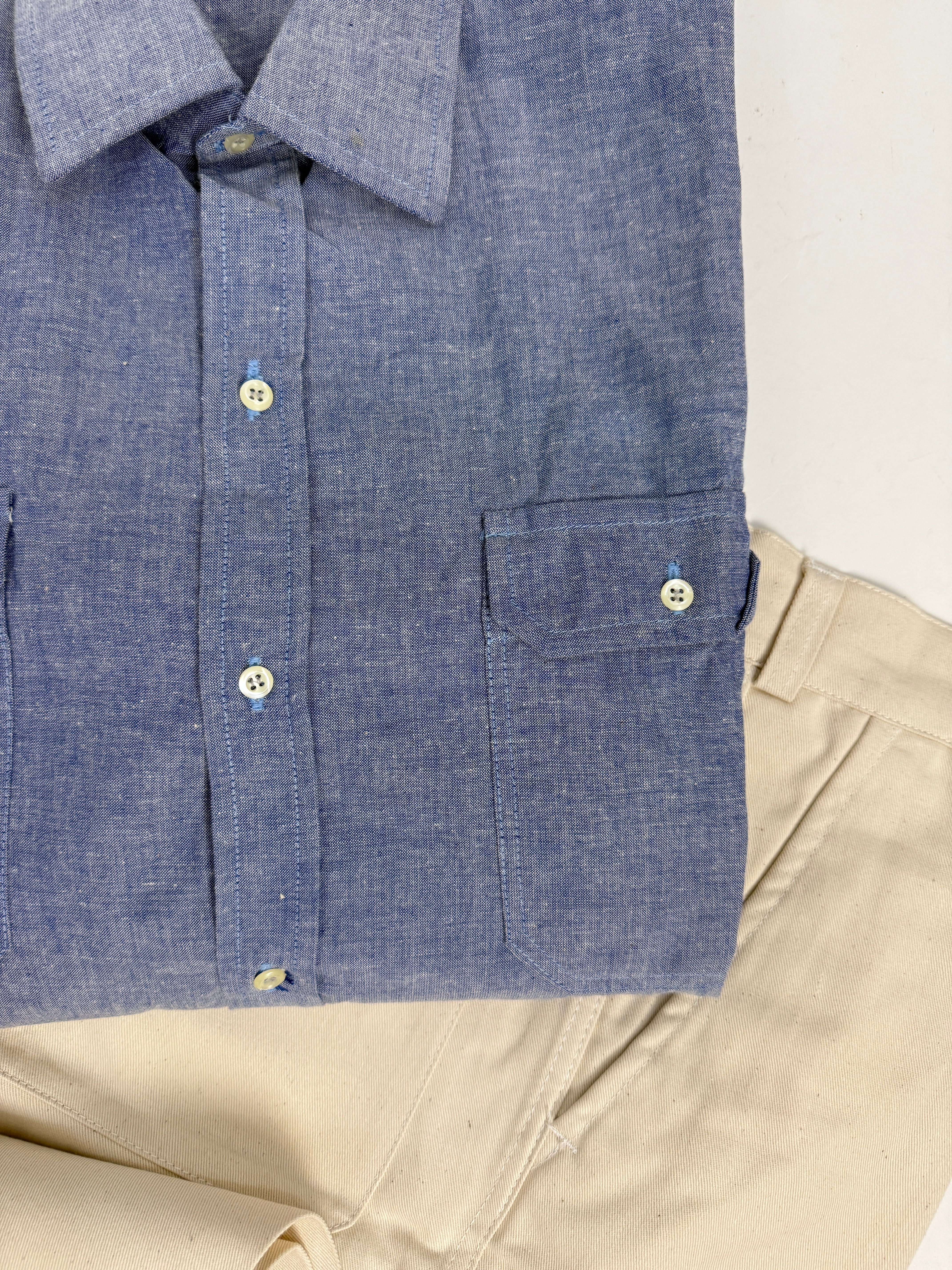 Camicia in Chambray azzurro Vintage - Taglia XL