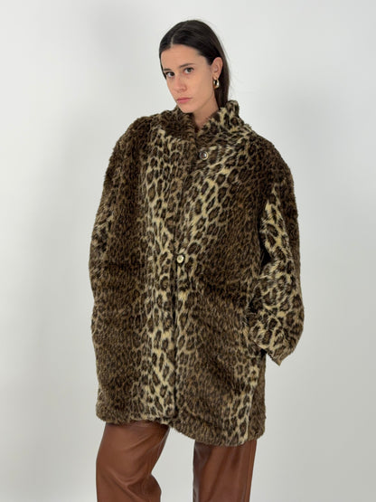 Cappotto leopardato in eco pelliccia anni ’70