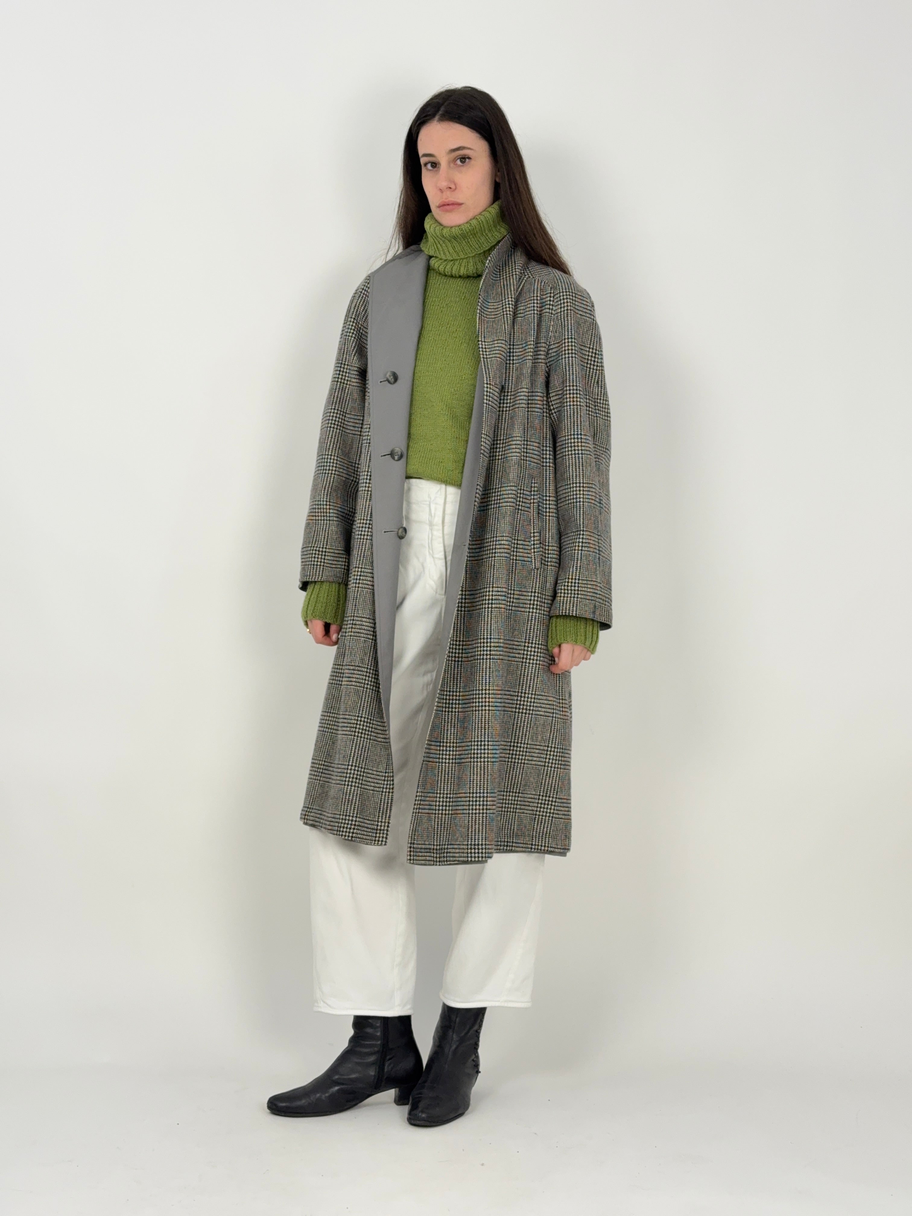 Cappotto reversibile sartoriale-Check Principe di Galles - Fangovintage