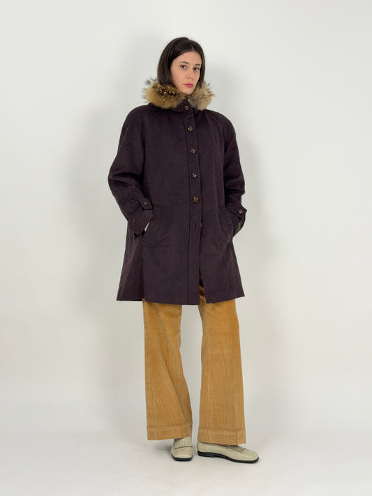 Cappotto vintage Steinbock Original con cappuccio e pelliccia – Austria