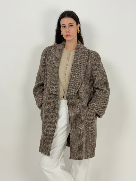 Cappotto in lana tweed anni '80