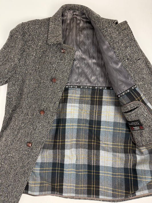 Cappotto in lana con fodera tartan anni '90