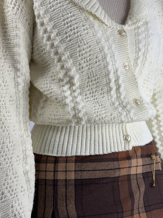 Cardigan vintage in lana lavorata a maglia