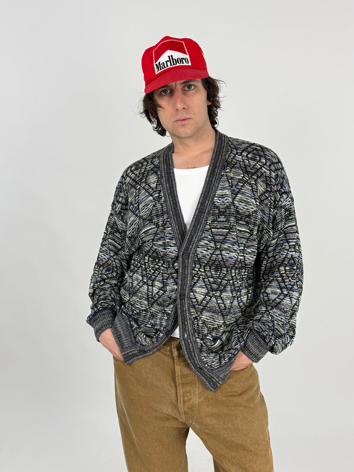 Cardigan Vintage College by Marcazzani Fiammato Multicolore – Taglia L