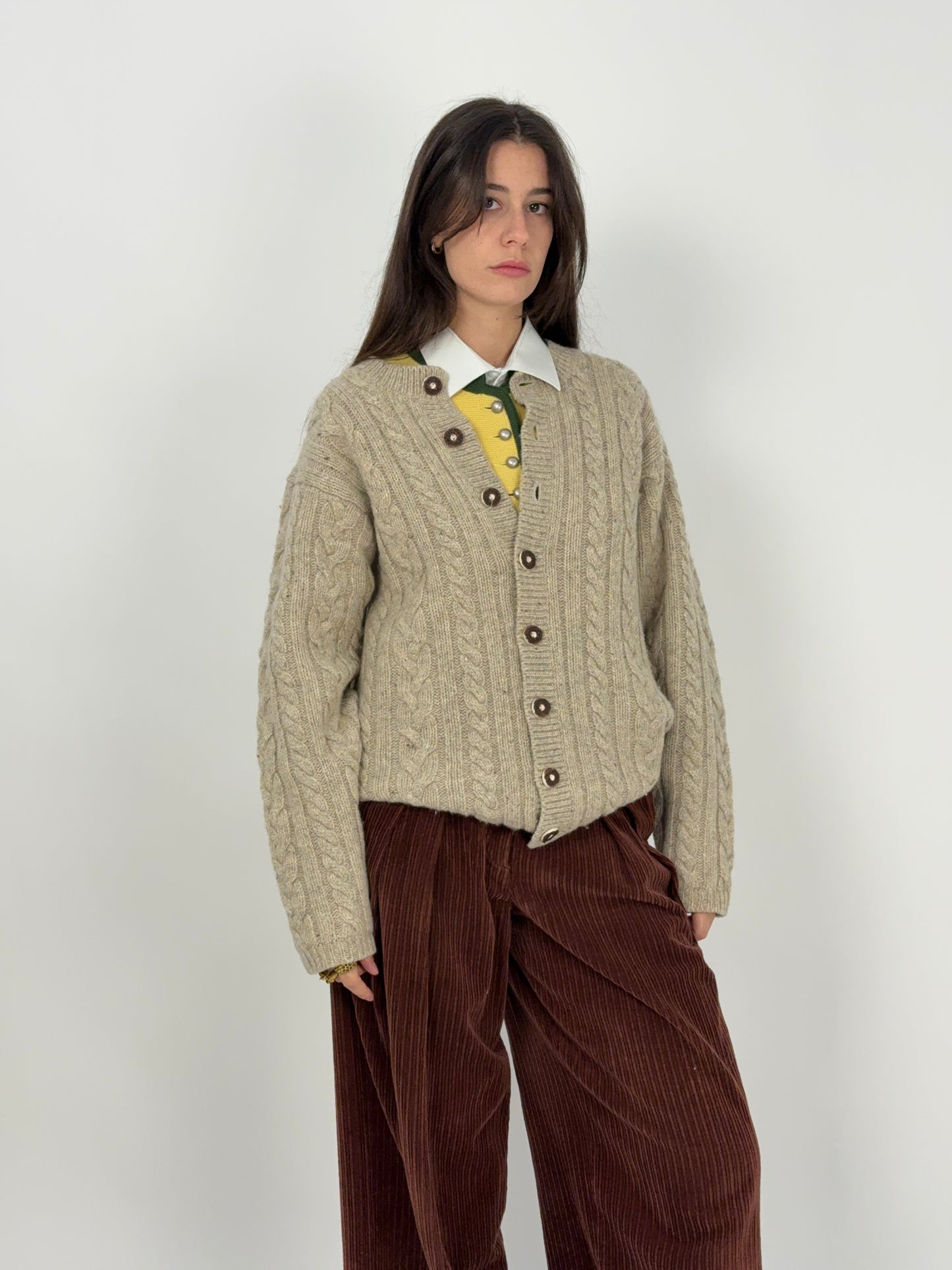 Cardigan Hammerschmid vintage in lana a trecce