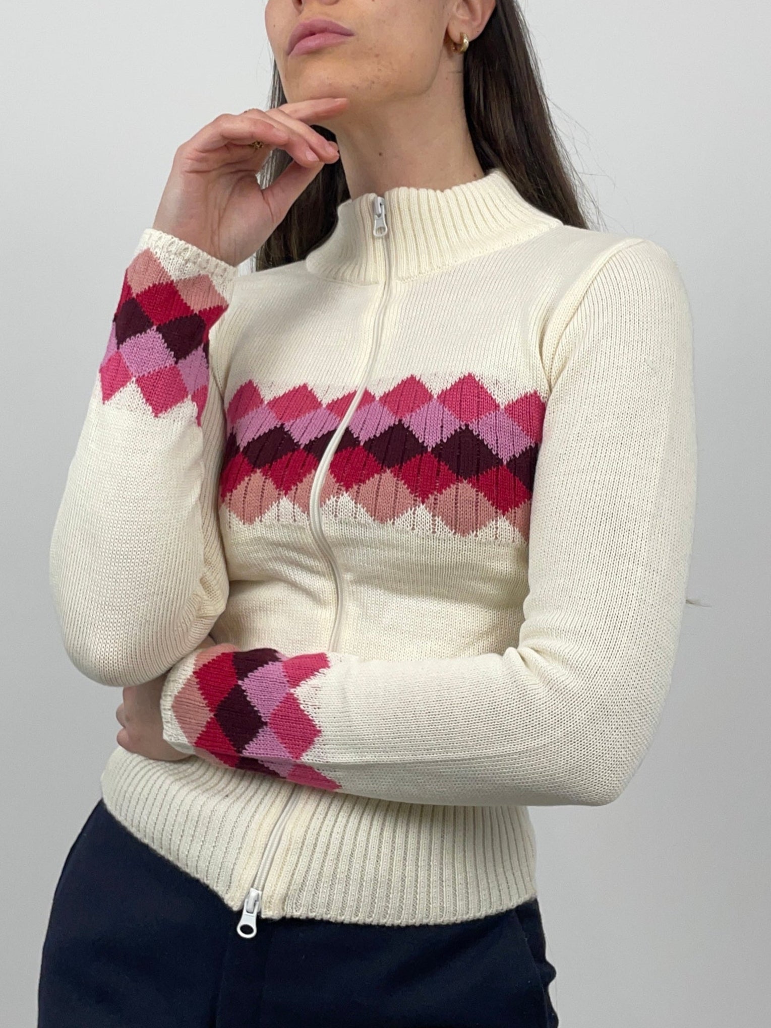 Cardigan cropped in misto lana